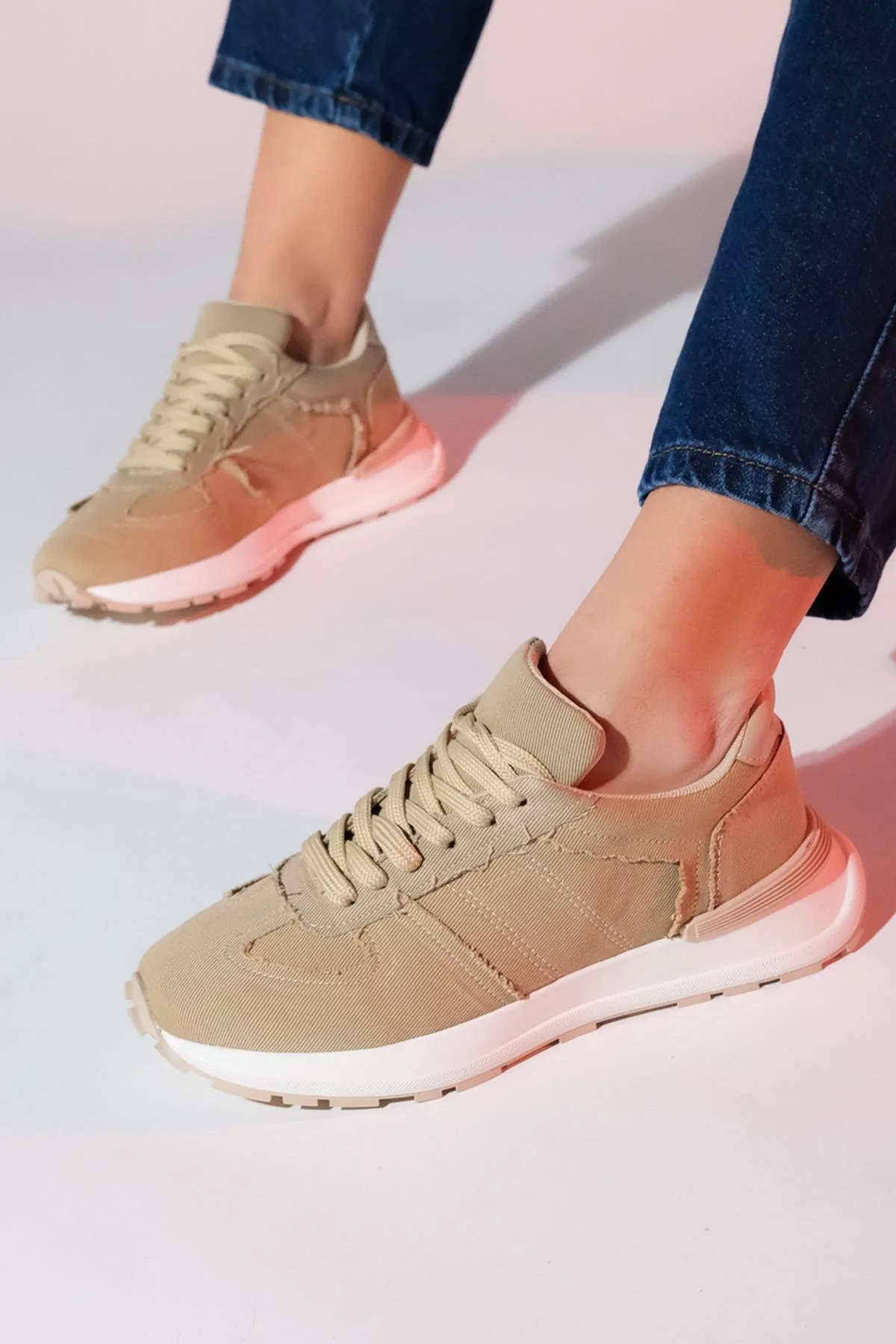 Rafael - Beige Denim Sport Sneaker (Women) - Image 5
