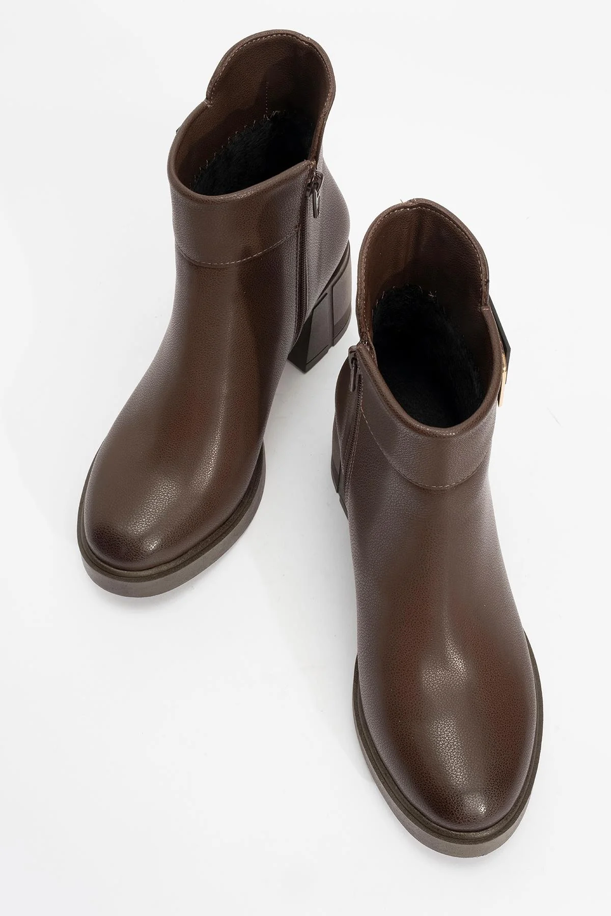 Rashe - Brown Buckled Block Heel Boot (Women) - Image 2