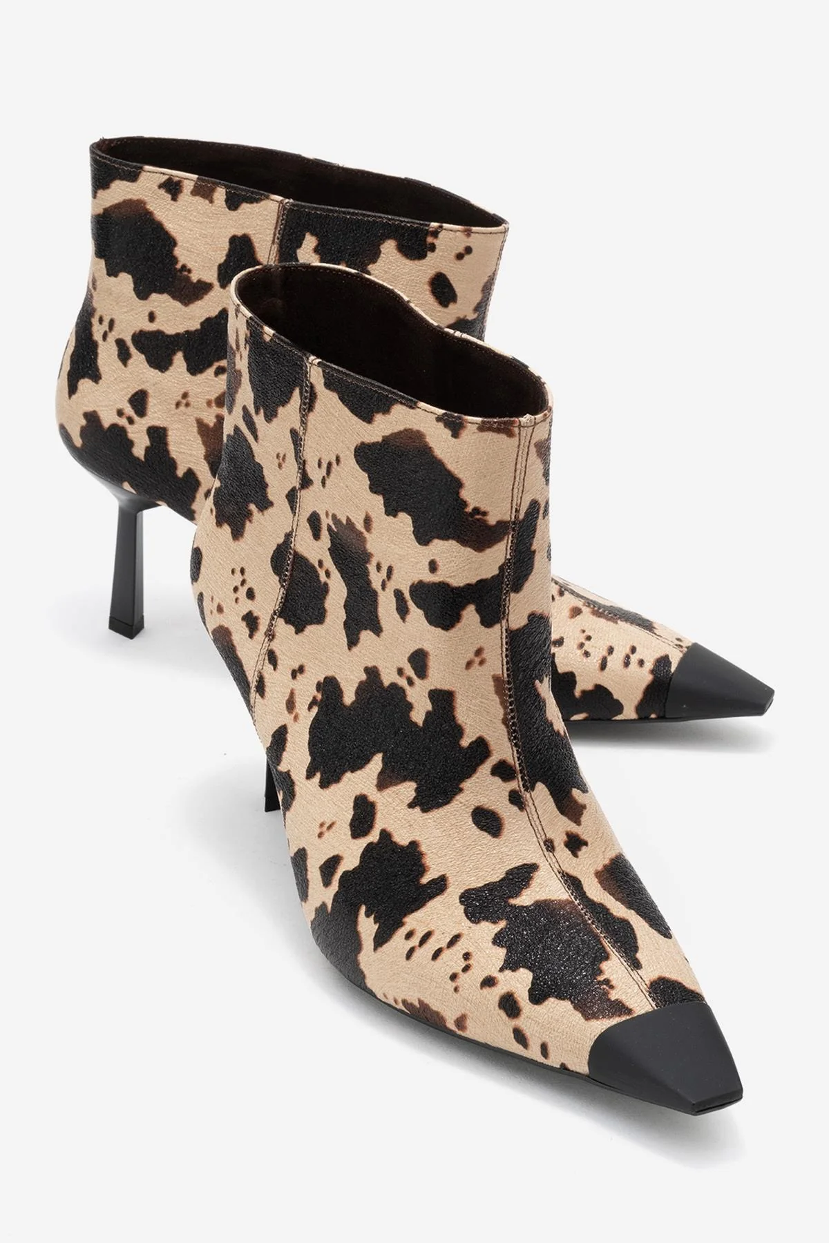 Rassel - Beige Printed Pointed Toe Slim Heel Boot (Women)