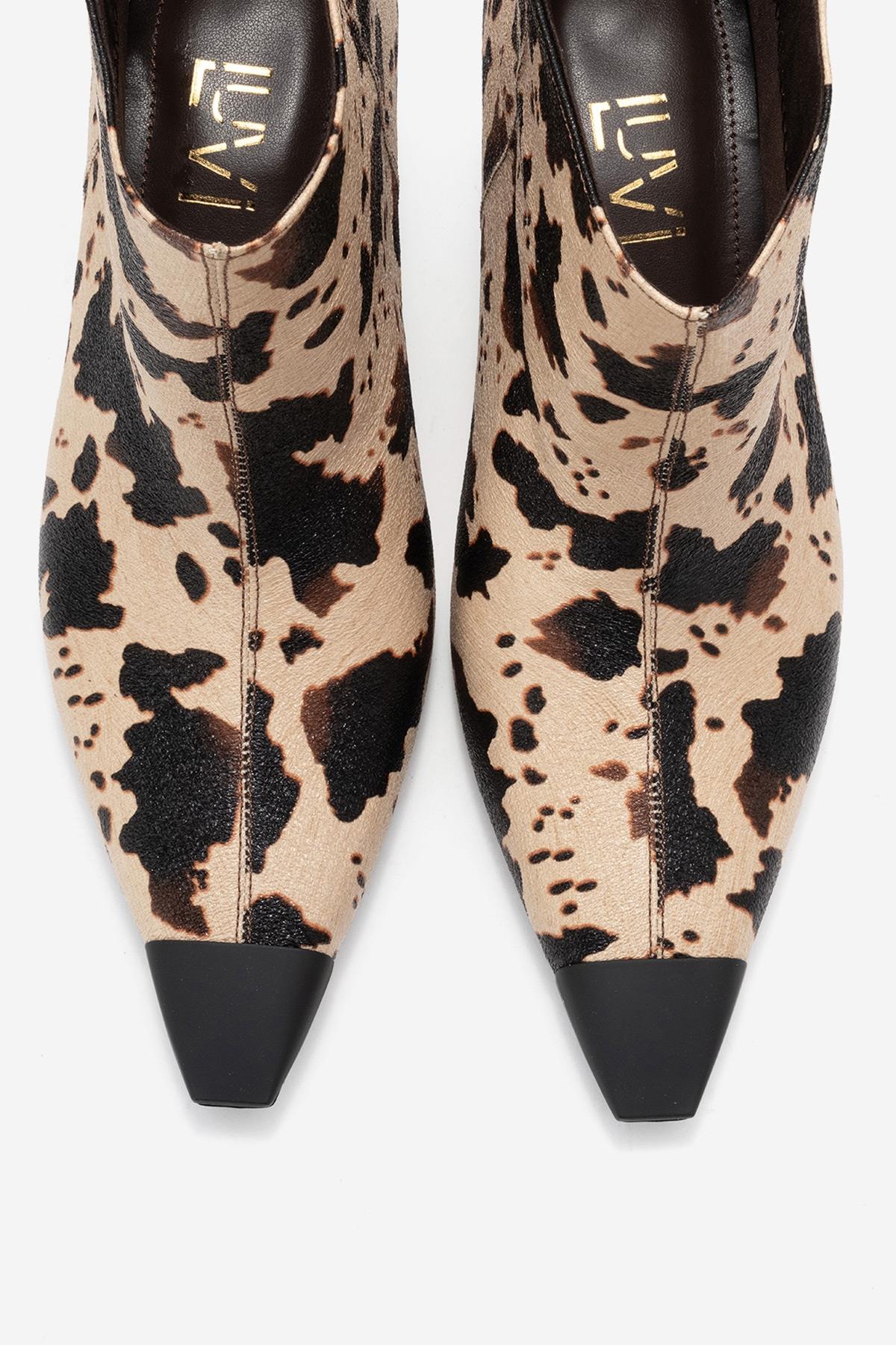 Rassel - Beige Printed Pointed Toe Slim Heel Boot (Women) - Image 2