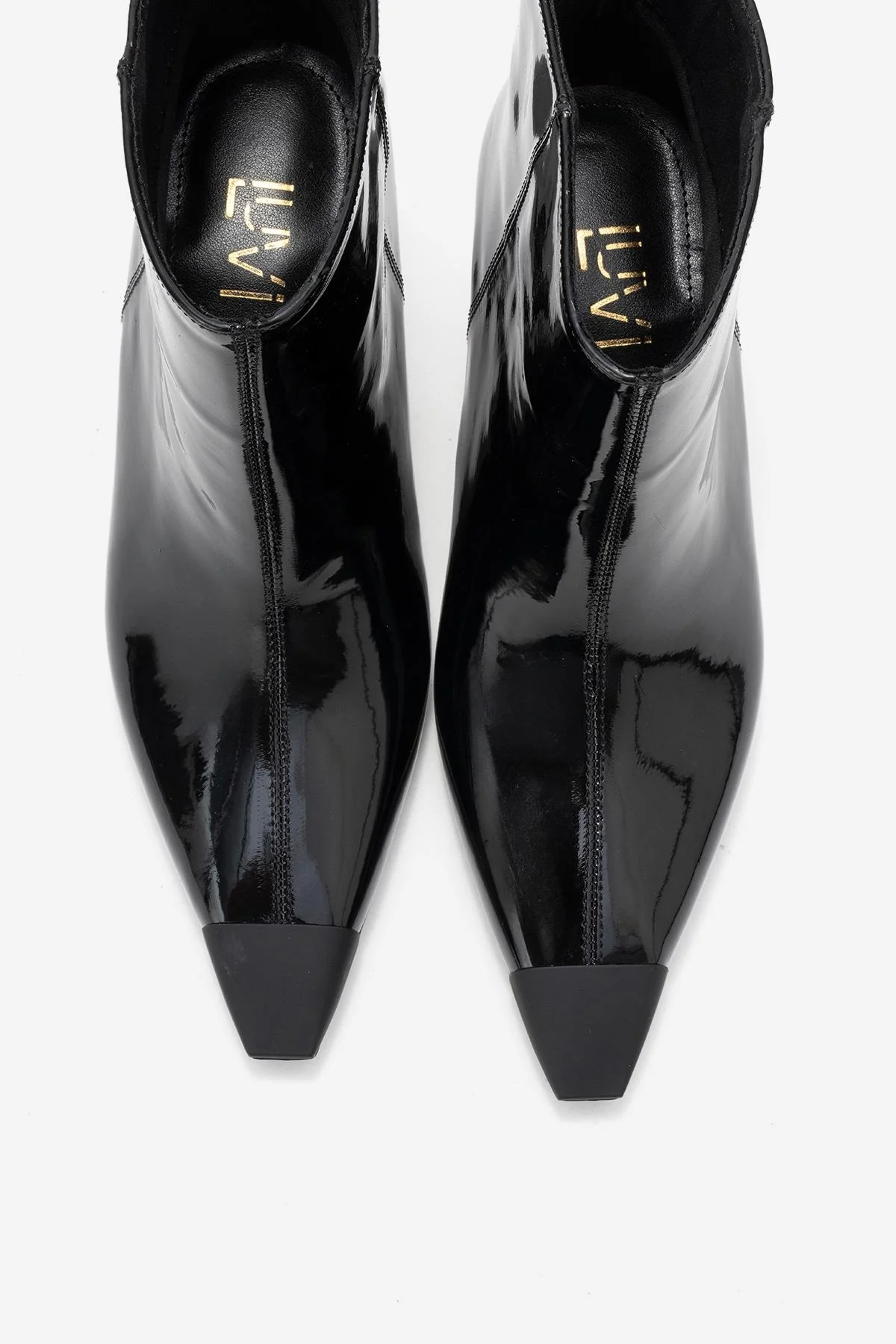 Rassel - Black Patent Pointed Toe Slim Heel Boot (Women) - Image 2