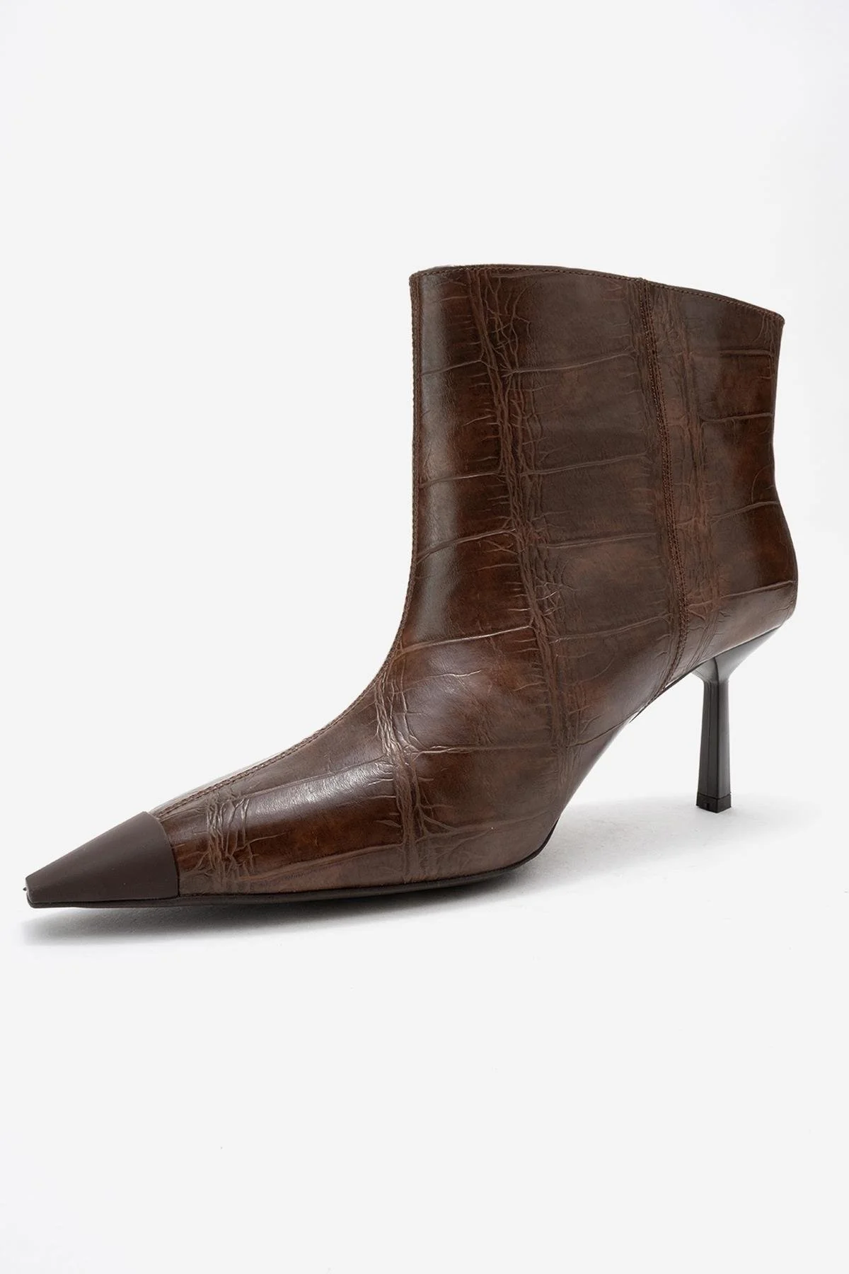 Rassel - Brown Croc-Print Pointed Toe Slim Heel Boot (Women) - Image 4