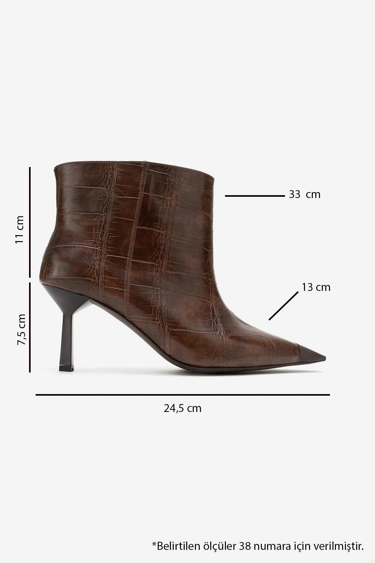 Rassel - Brown Croc-Print Pointed Toe Slim Heel Boot (Women) - Image 6