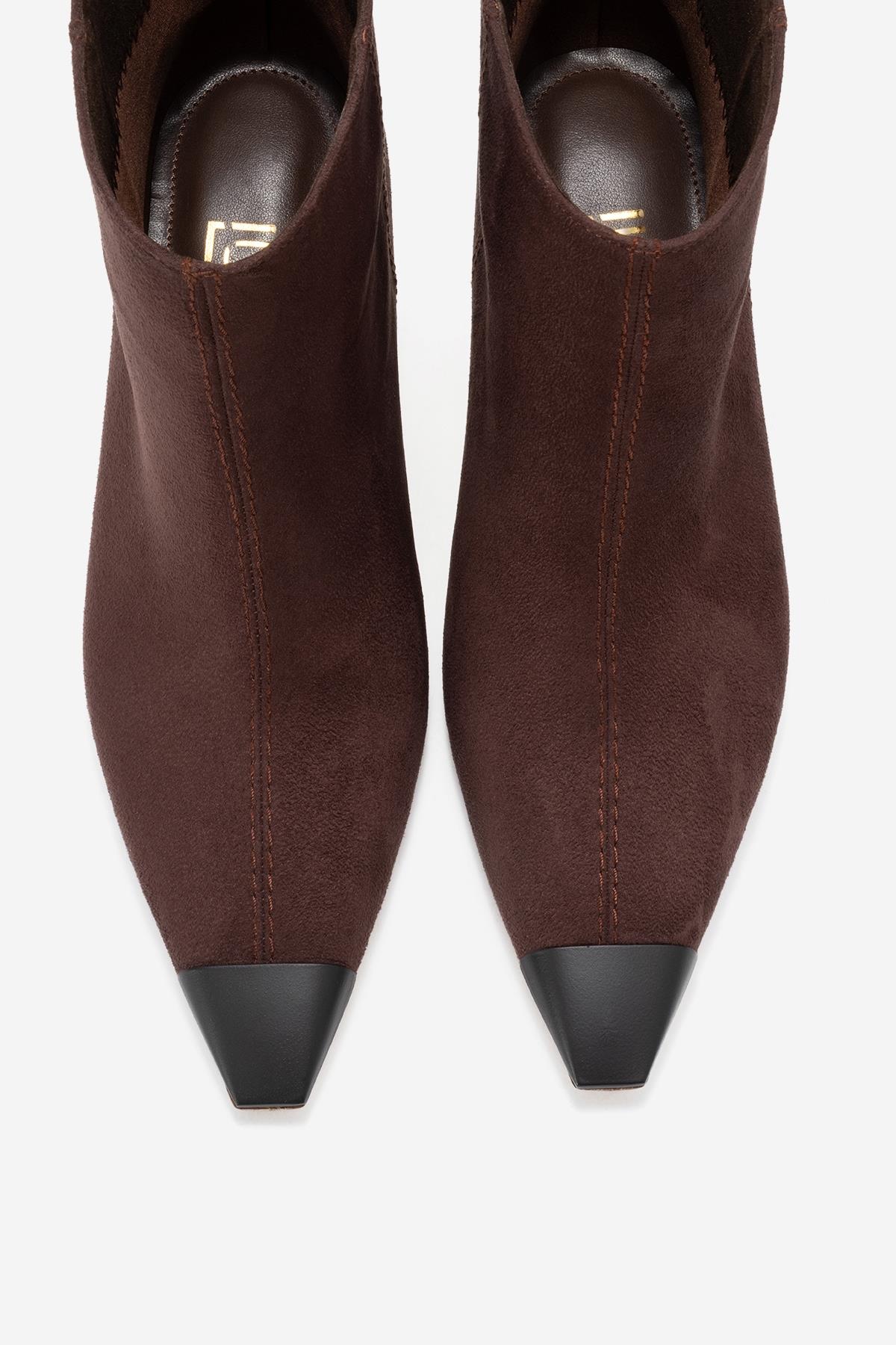 Rassel - Brown Suede Matte Toe Slim Heel Boot (Women) - Image 2