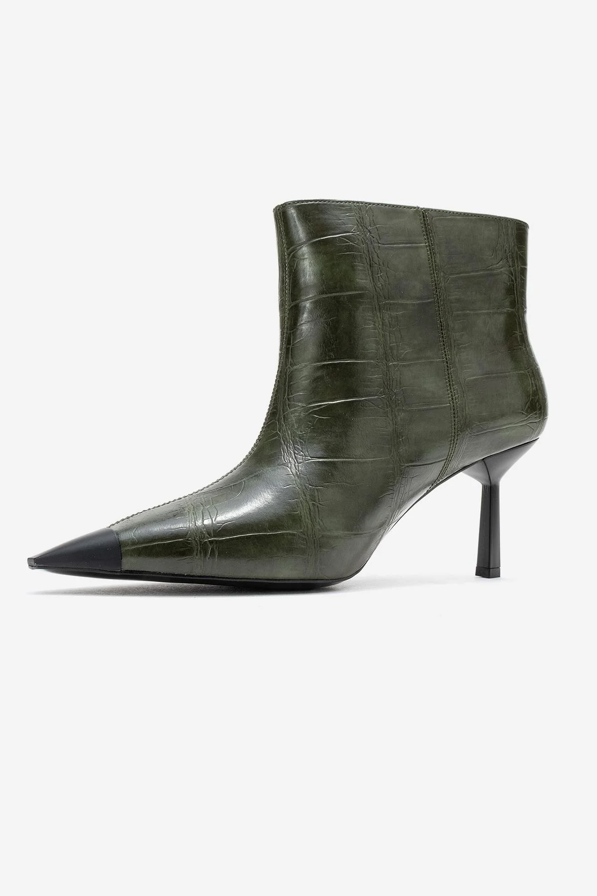 Rassel - Green Croc-Embossed Pointed Toe Stiletto Heel Ankle Boot (Women) - Image 4