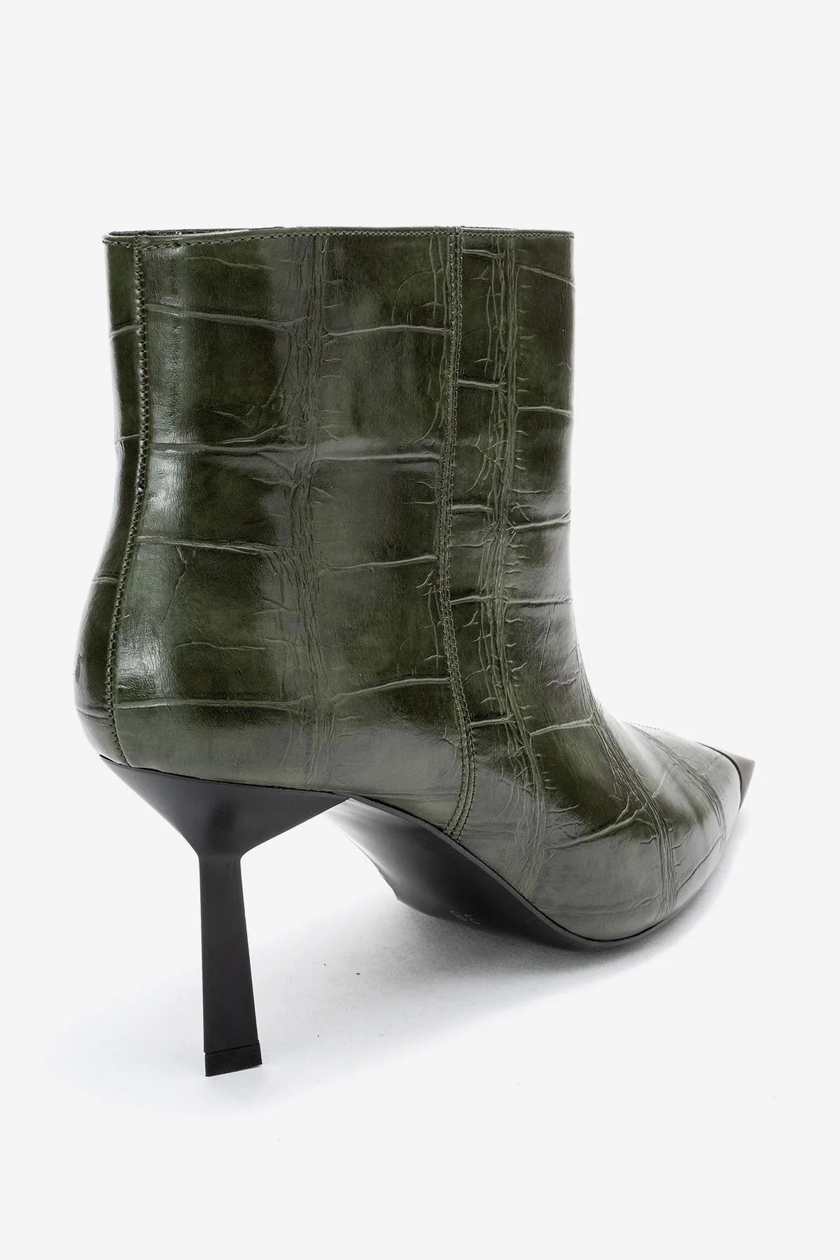 Rassel - Green Croc-Embossed Pointed Toe Stiletto Heel Ankle Boot (Women) - Image 5