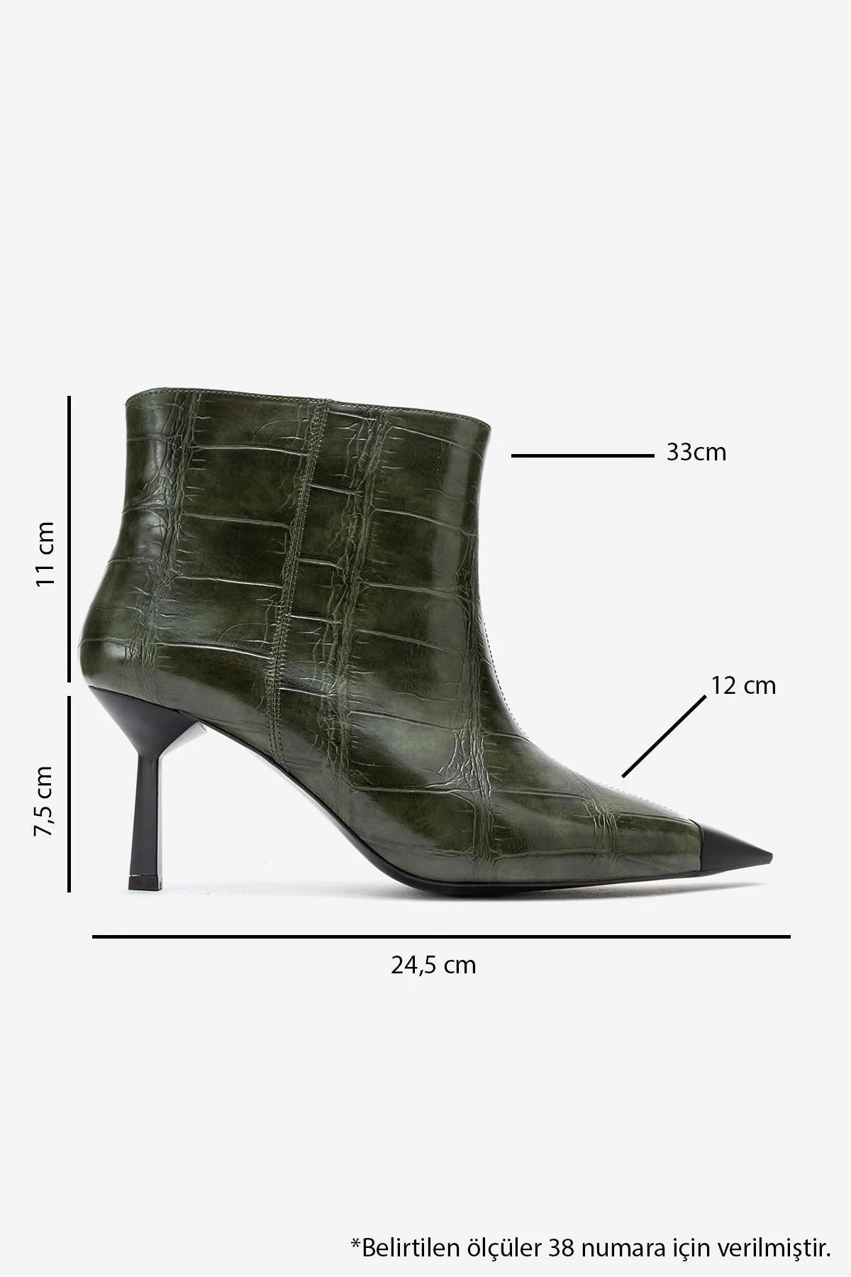 Rassel - Green Croc-Embossed Pointed Toe Stiletto Heel Ankle Boot (Women) - Image 6