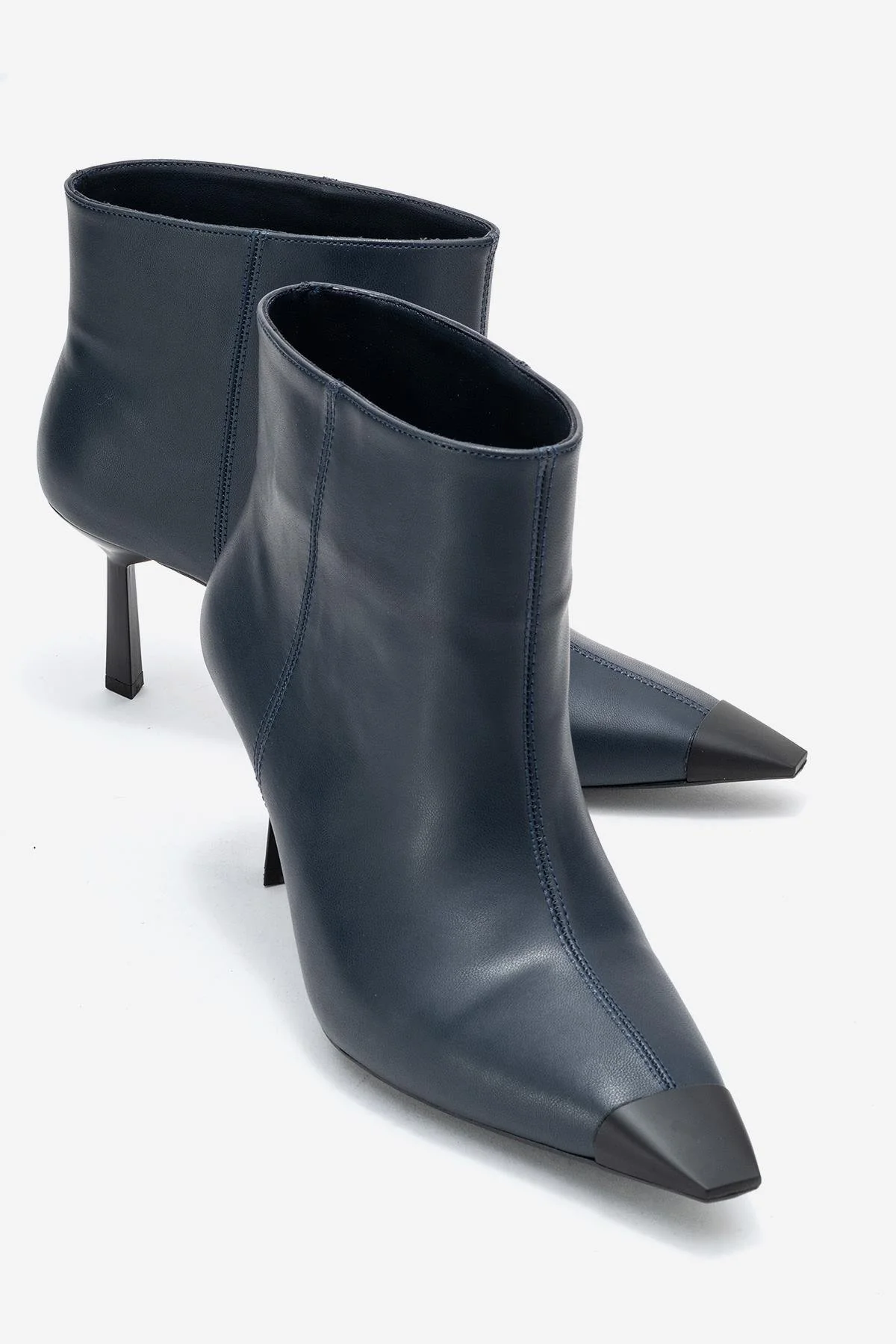 Rassel - Navy Smooth Pointed Toe Stiletto Heel Ankle Boot (Women)