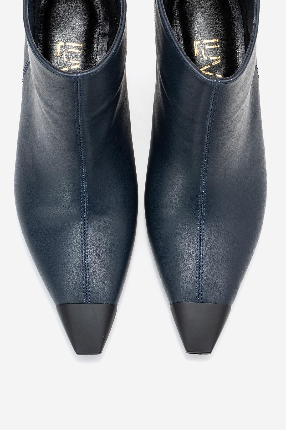 Rassel - Navy Smooth Pointed Toe Stiletto Heel Ankle Boot (Women) - Image 2