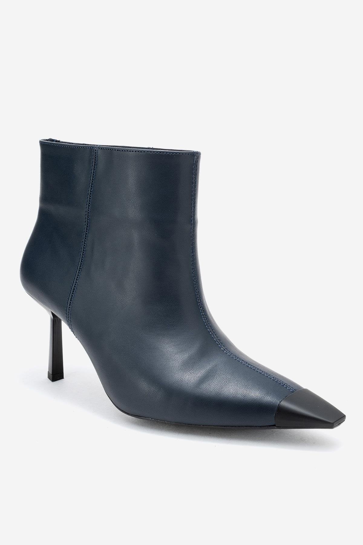 Rassel - Navy Smooth Pointed Toe Stiletto Heel Ankle Boot (Women) - Image 3
