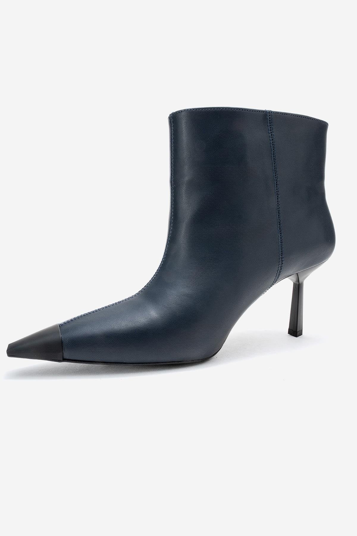 Rassel - Navy Smooth Pointed Toe Stiletto Heel Ankle Boot (Women) - Image 4