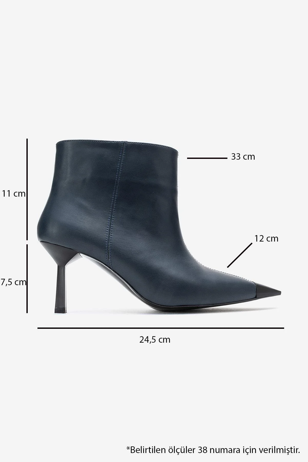 Rassel - Navy Smooth Pointed Toe Stiletto Heel Ankle Boot (Women) - Image 6