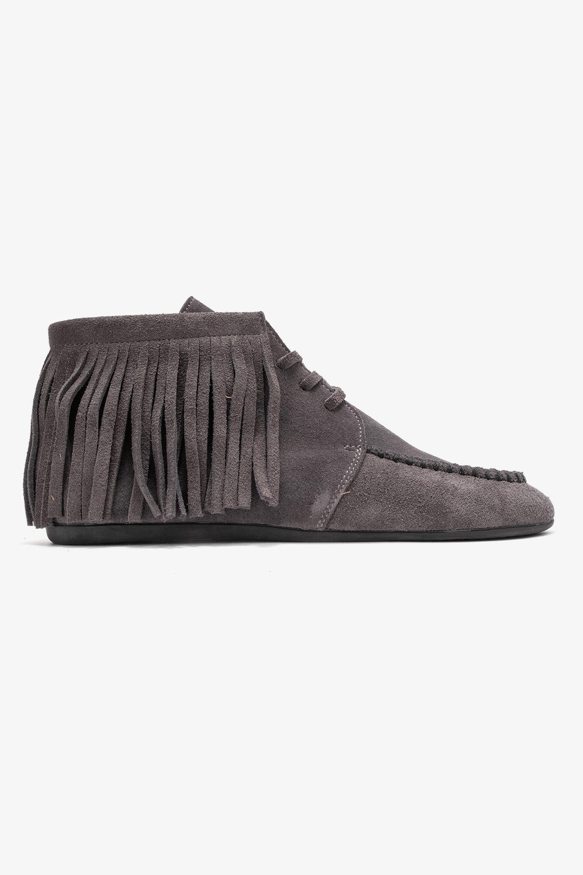 Raux - Smoke Suede Genuine Leather Fringed Ankle Boot (Women) - Image 6