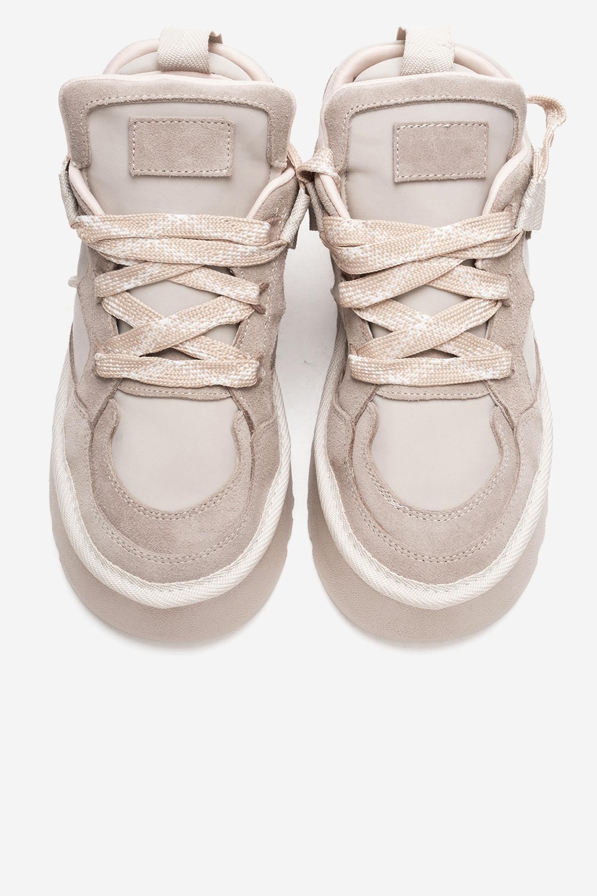 RIVEN - Beige Genuine Leather Platform Sneaker (Women) - Image 2