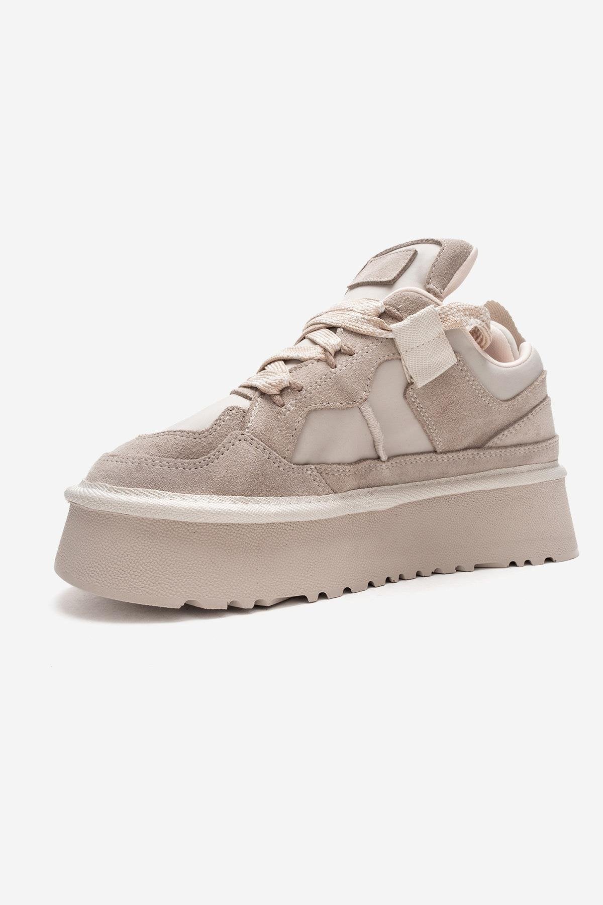 RIVEN - Beige Genuine Leather Platform Sneaker (Women) - Image 4