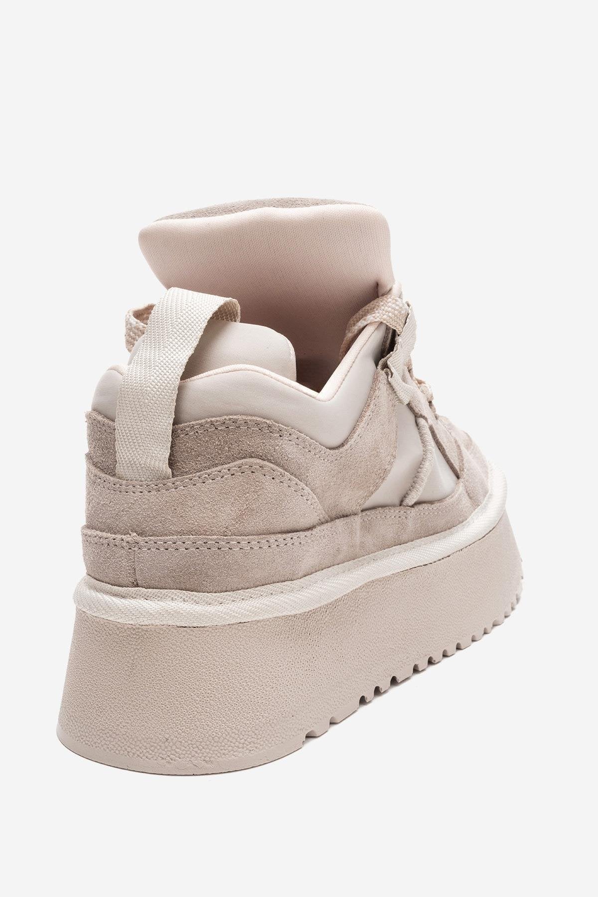 RIVEN - Beige Genuine Leather Platform Sneaker (Women) - Image 5