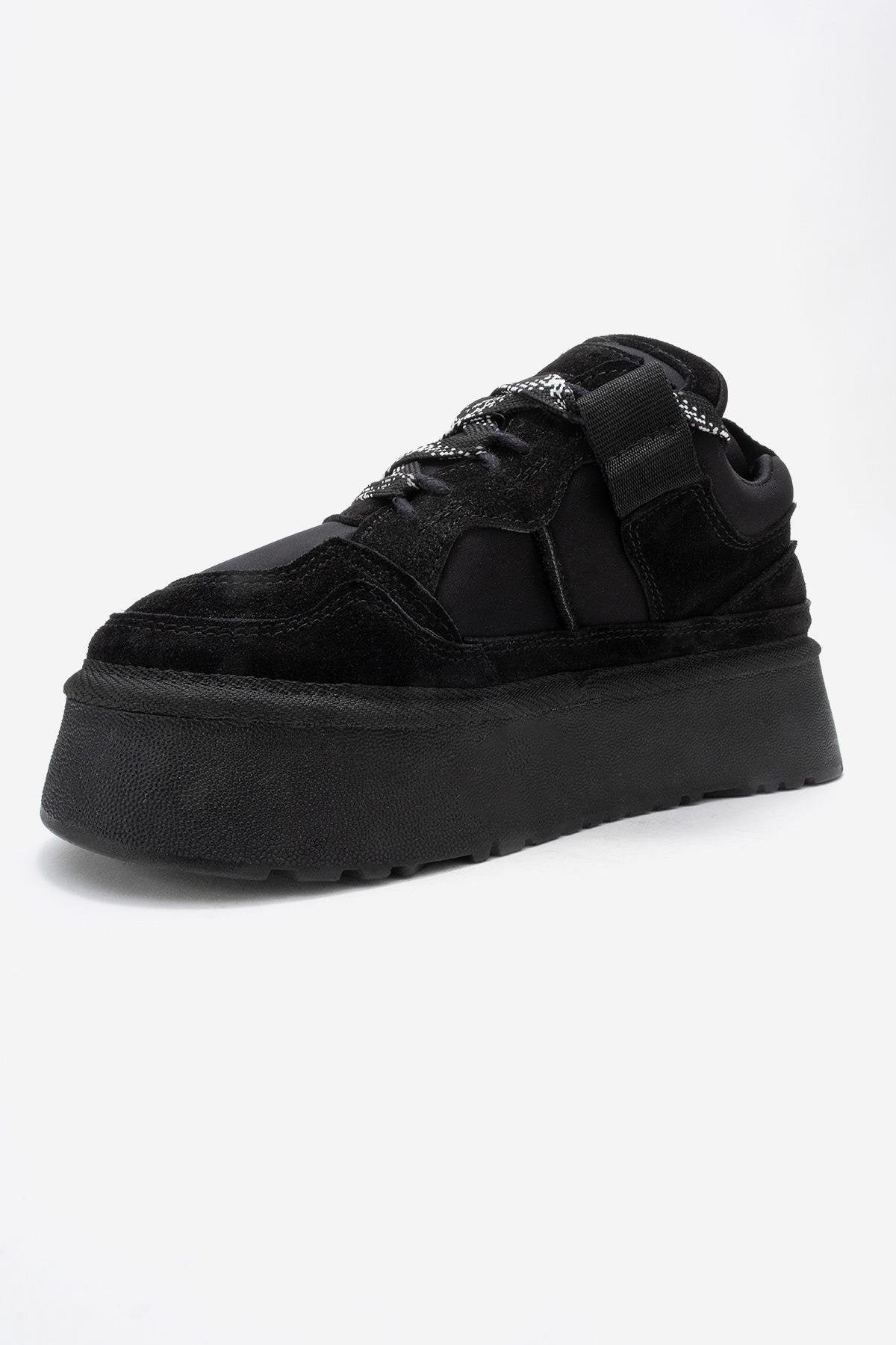 Riven - Black Genuine Leather Platform Sneaker (Women) - Image 4