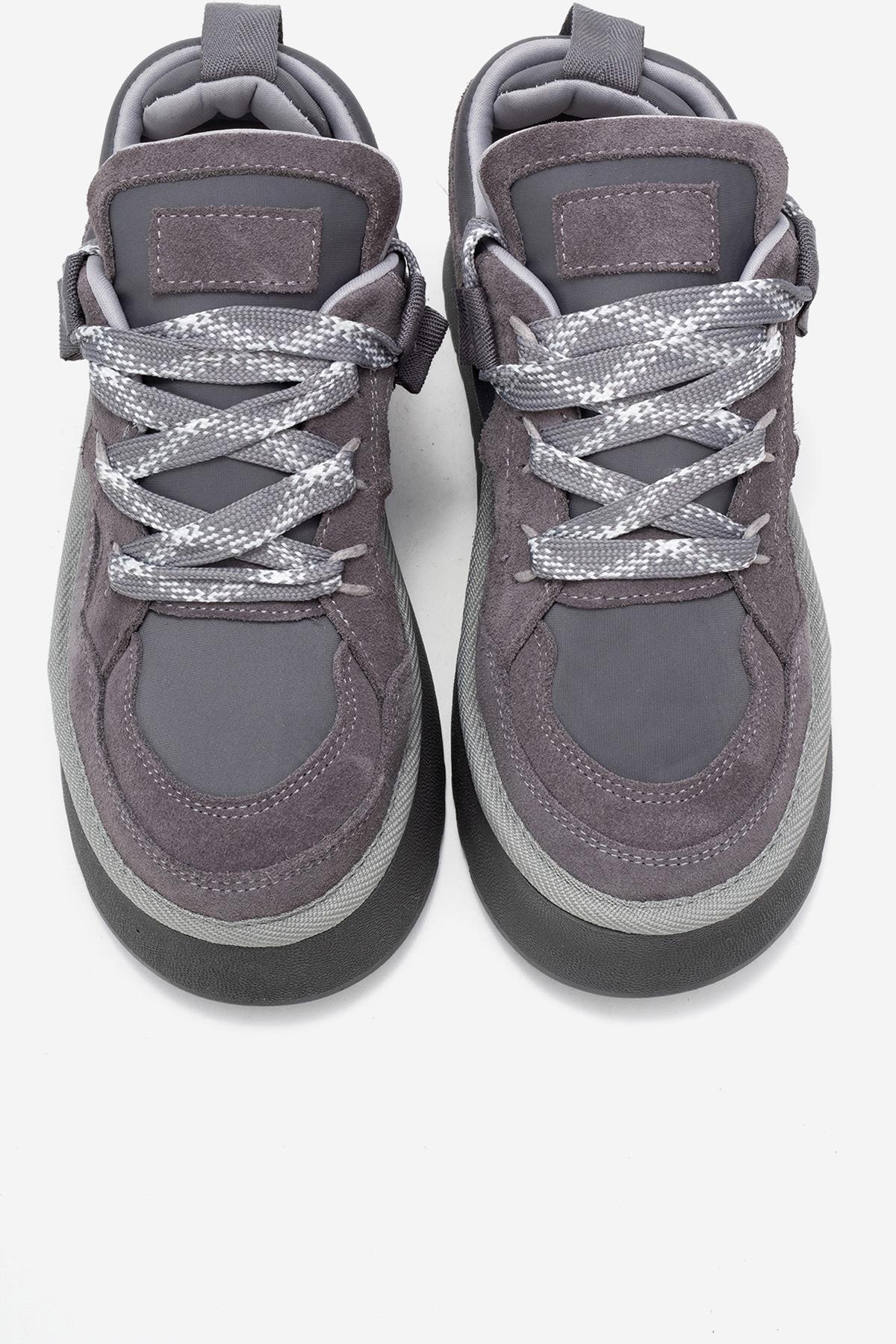 RIVEN - Gray Genuine Suede Leather Platform Sneaker (Women) - Image 2