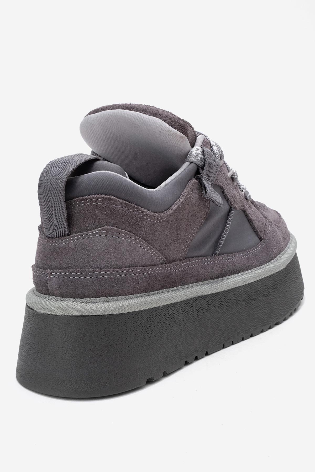 RIVEN - Gray Genuine Suede Leather Platform Sneaker (Women) - Image 5