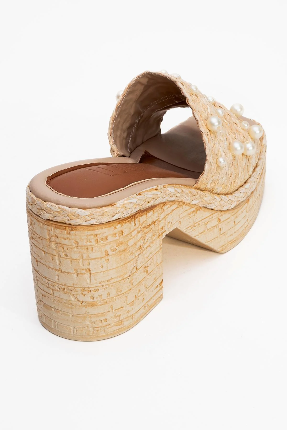 Rayne - Beige Straw Pearl Platform Heel Mule (Women) - Image 5