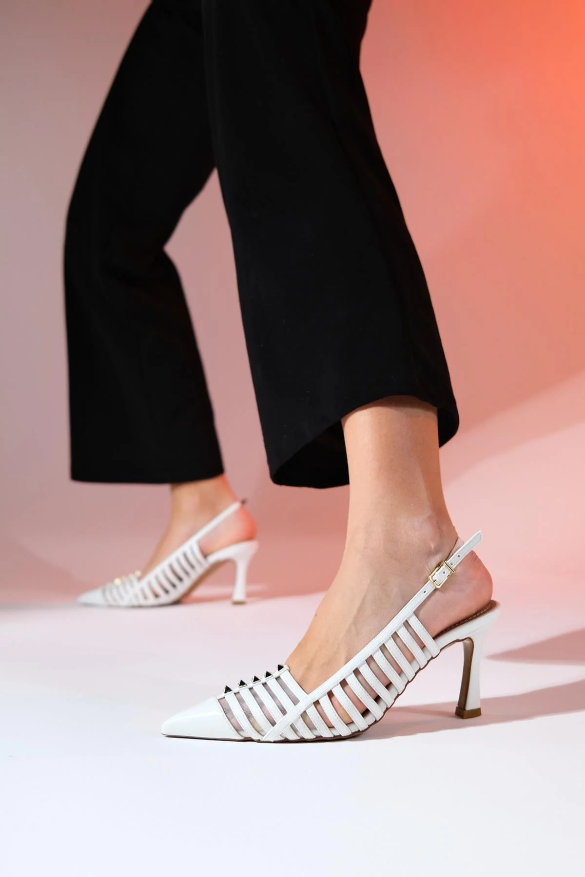 Rennes - White Pointed Toe Strappy Stiletto (Women) - Image 3