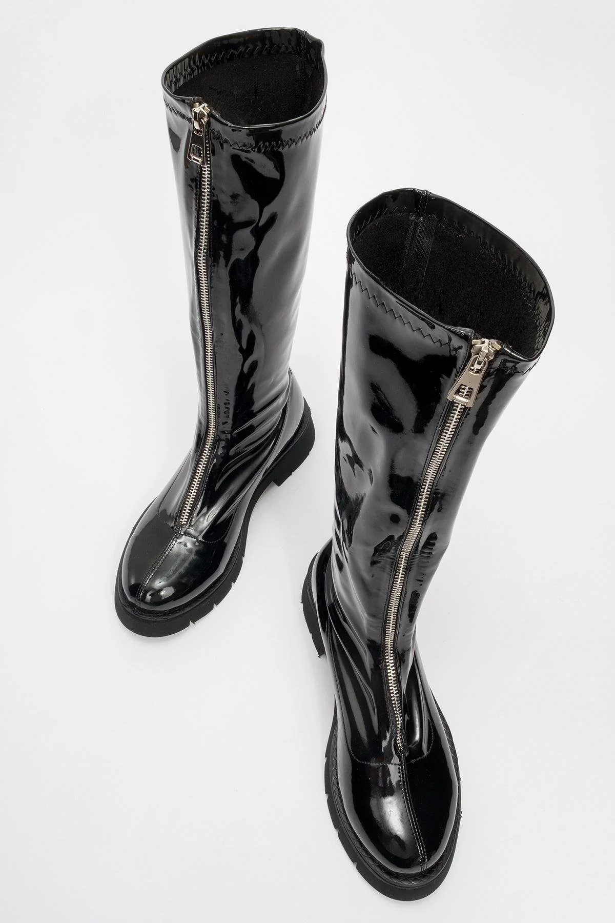 Reus - Black Patent Front-Zip Boot (Women) - Image 2