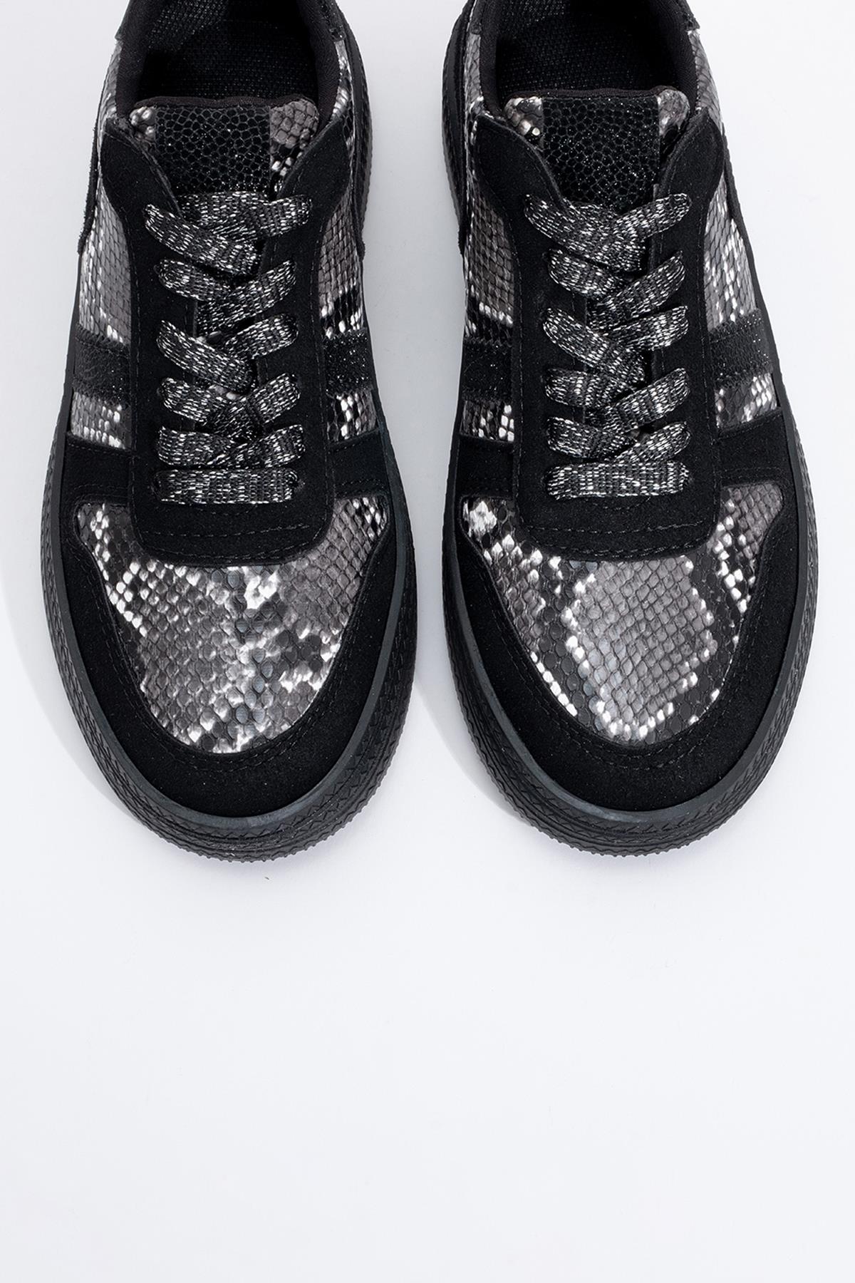 Rexie - Black Patterned Glitter Sneaker (Women) - Image 2