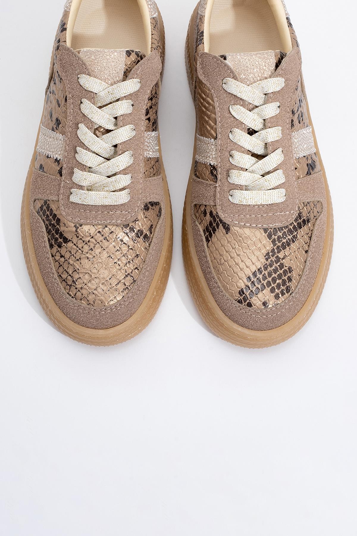 Rexie - Gold Patterned Glitter Sneaker (Women) - Image 2