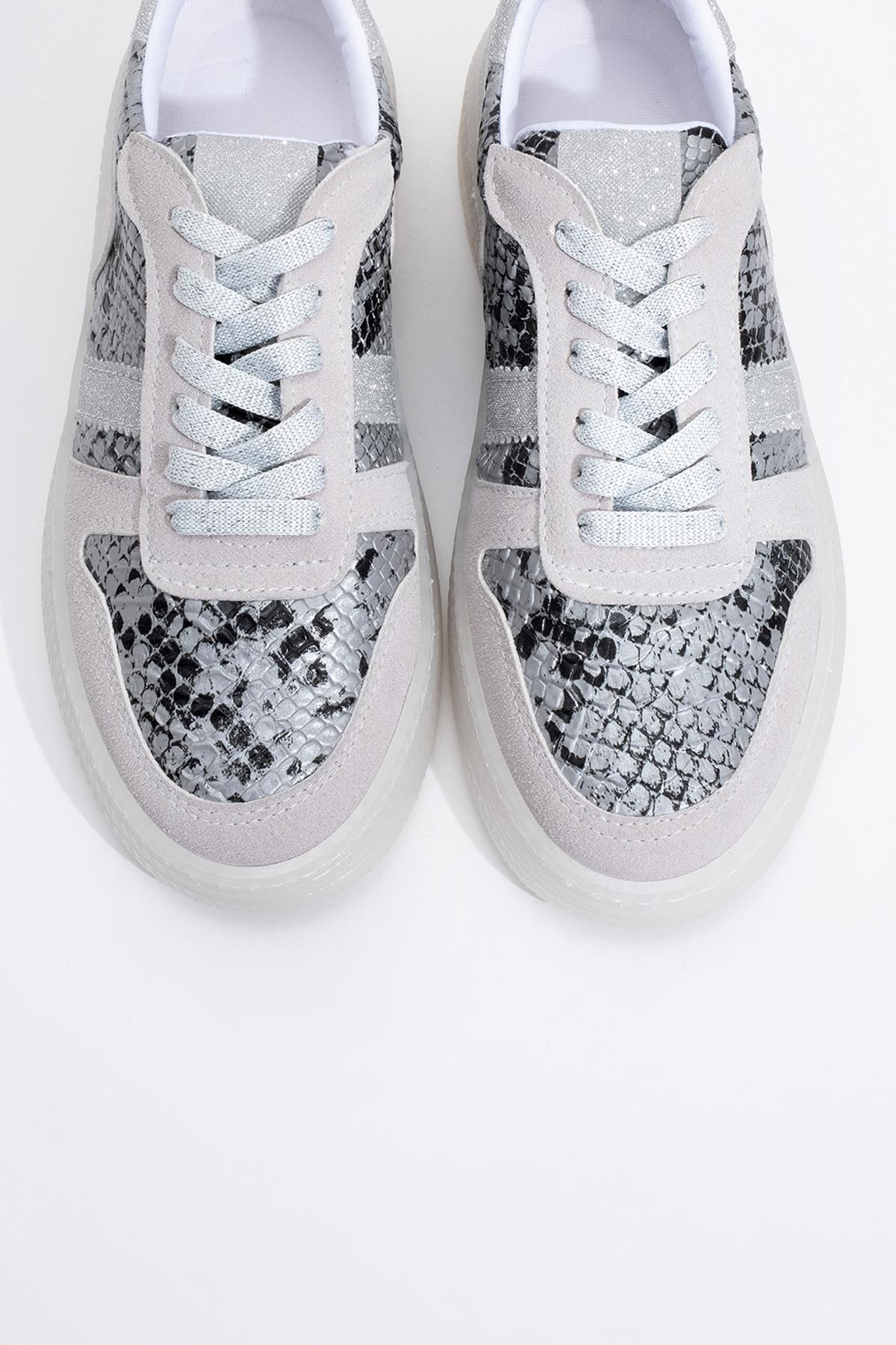 Rexie - Silver Patterned Glitter Sneaker (Women) - Image 2
