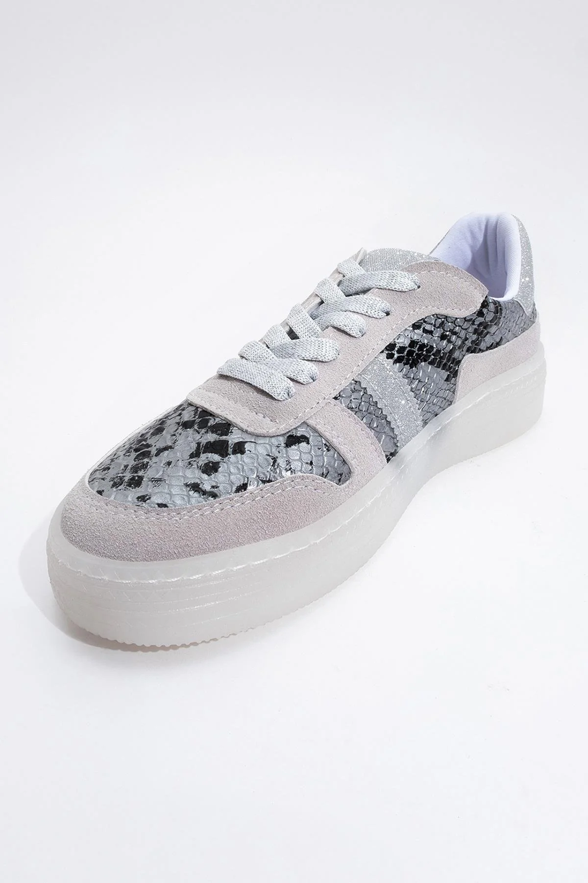 Rexie - Silver Patterned Glitter Sneaker (Women) - Image 3