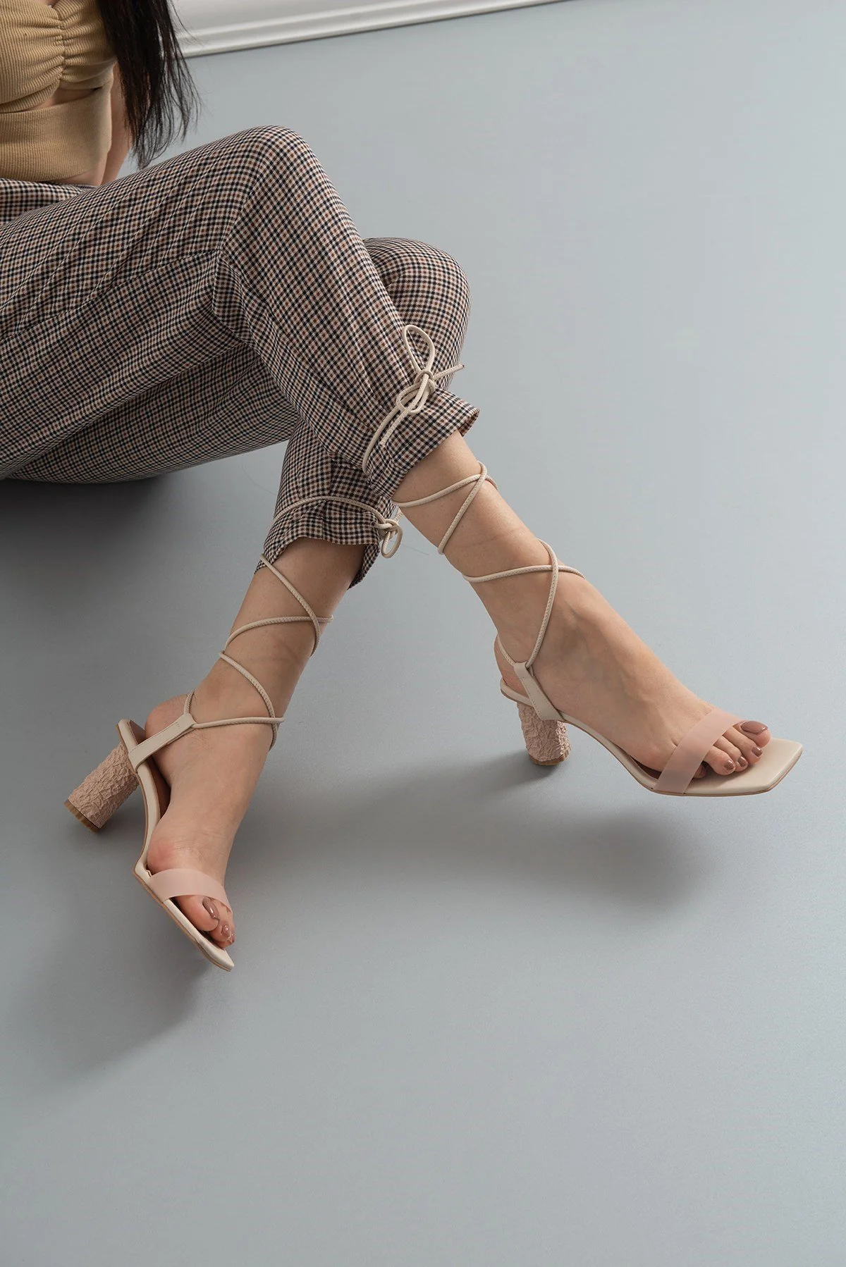 Rhea Beige Block Heel Sandal (Women) - Image 8