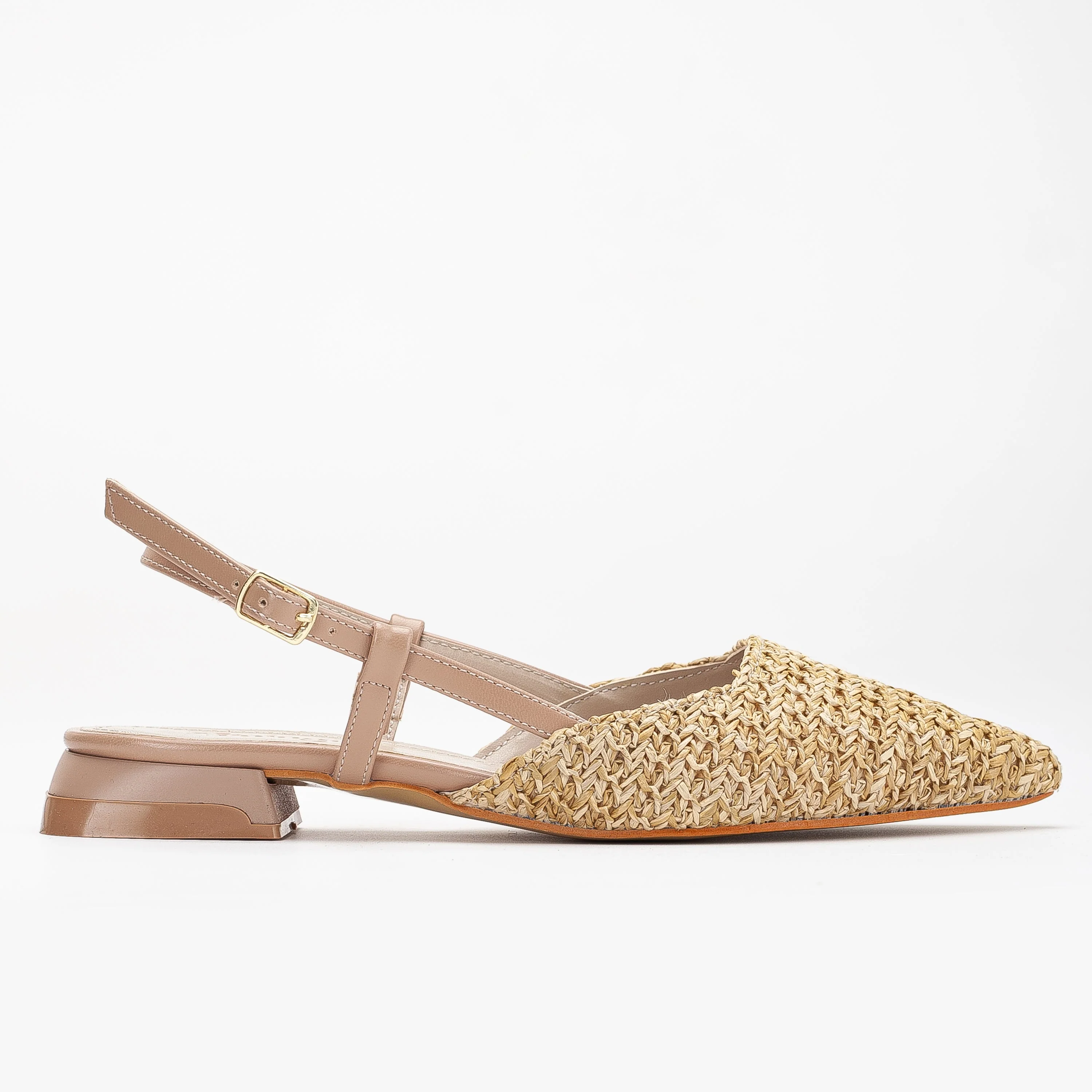 Riley - Beige Woven Slingback Flats