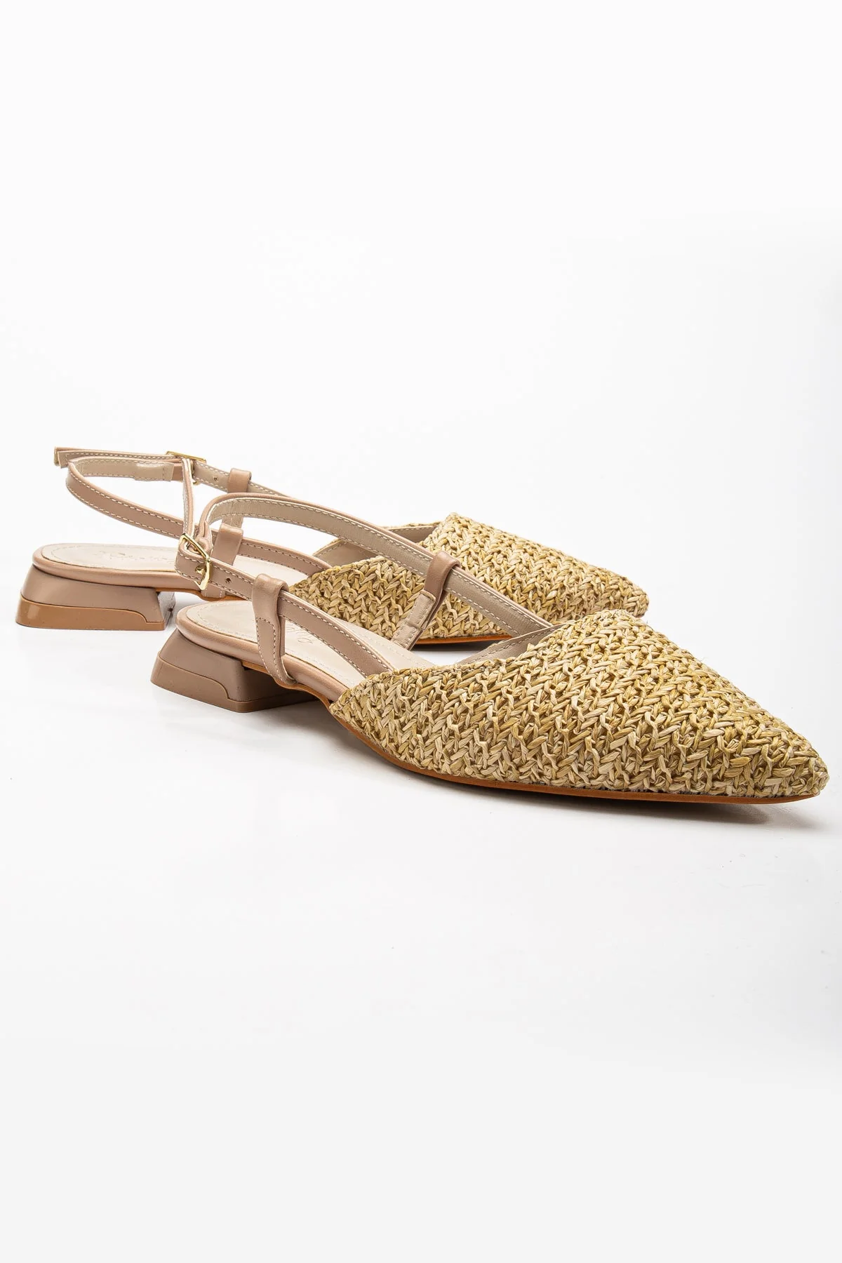 Riley - Beige Woven Slingback Flats - Image 3
