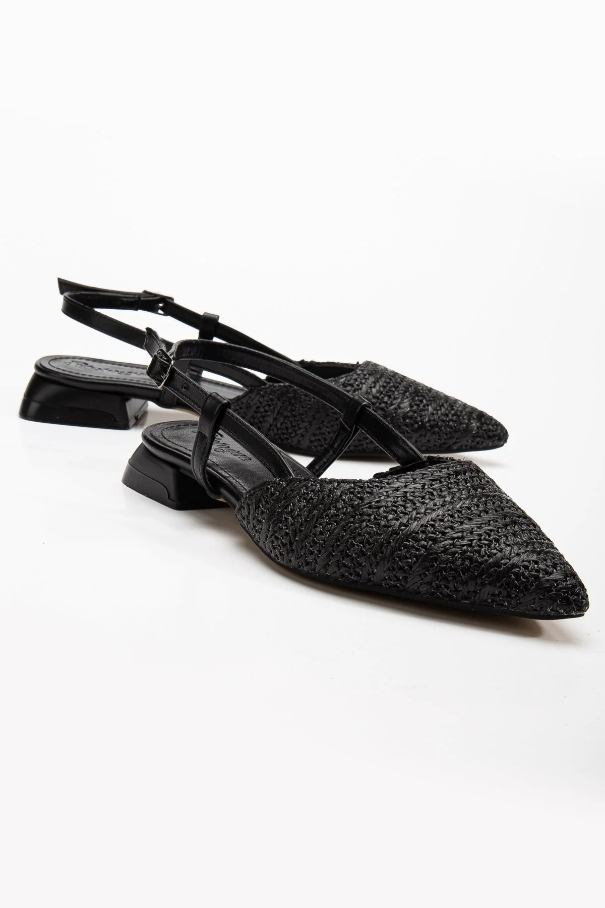 Riley - Black Woven Slingback Flats - Image 3