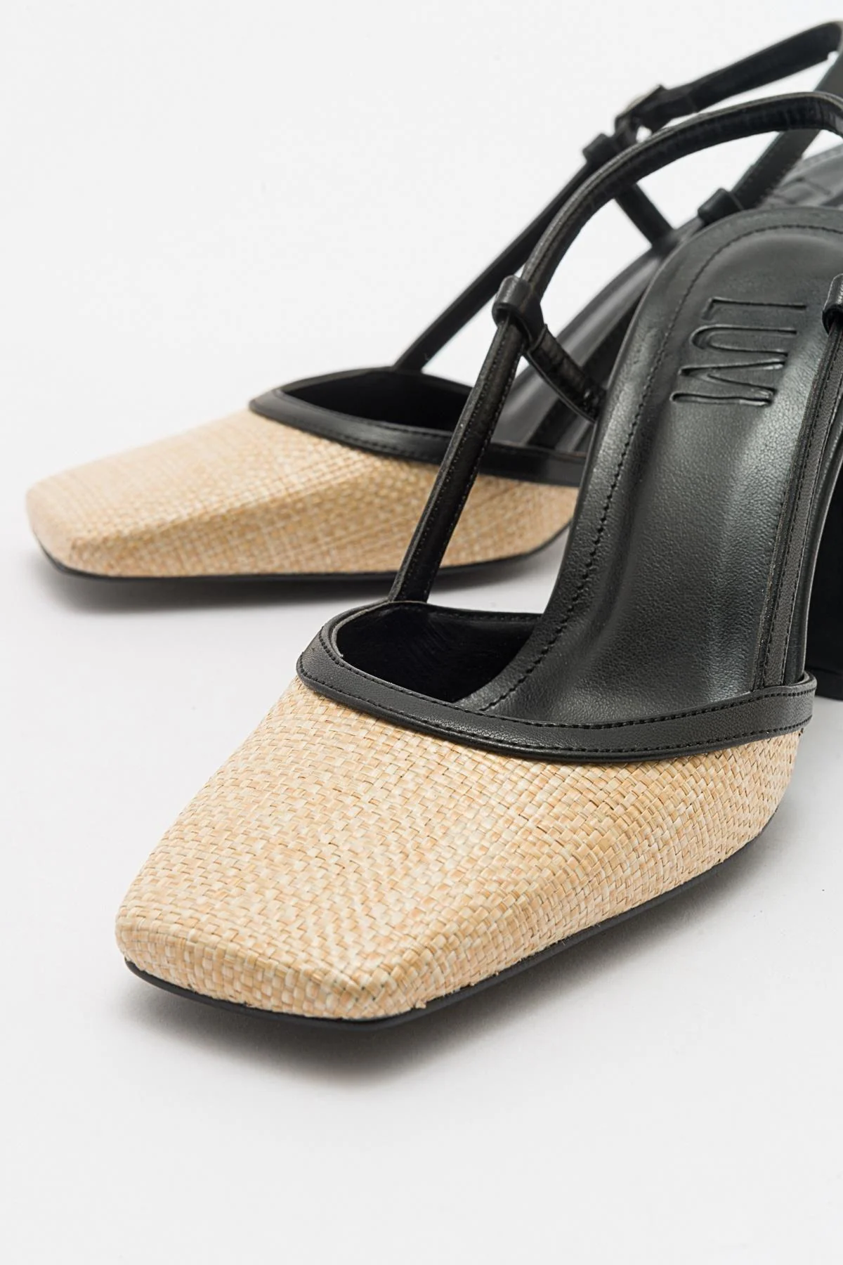 Rivie - Black Raffia Round Toe Chunky Heel Shoe (Women) - Image 5