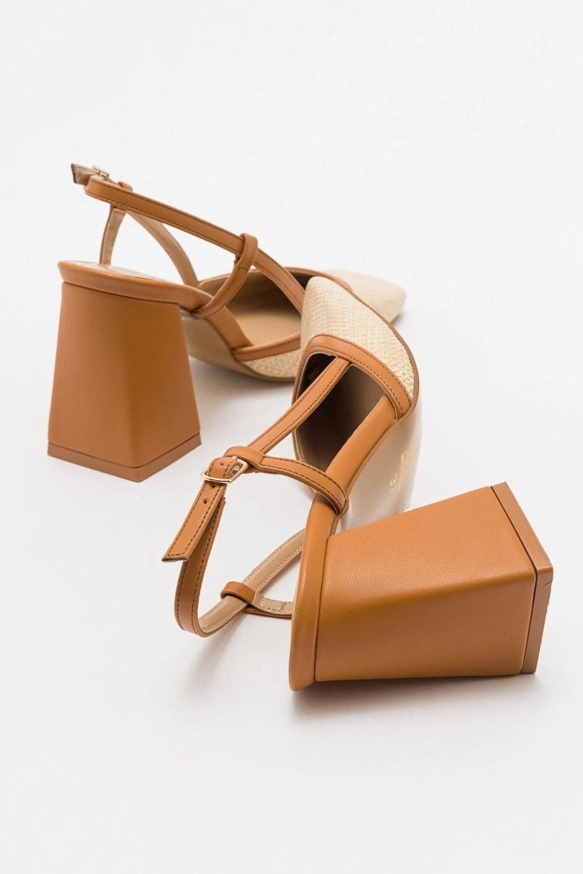 Rivie - Cognac Raffia Round Toe Chunky Heel Shoe (Women) - Image 2
