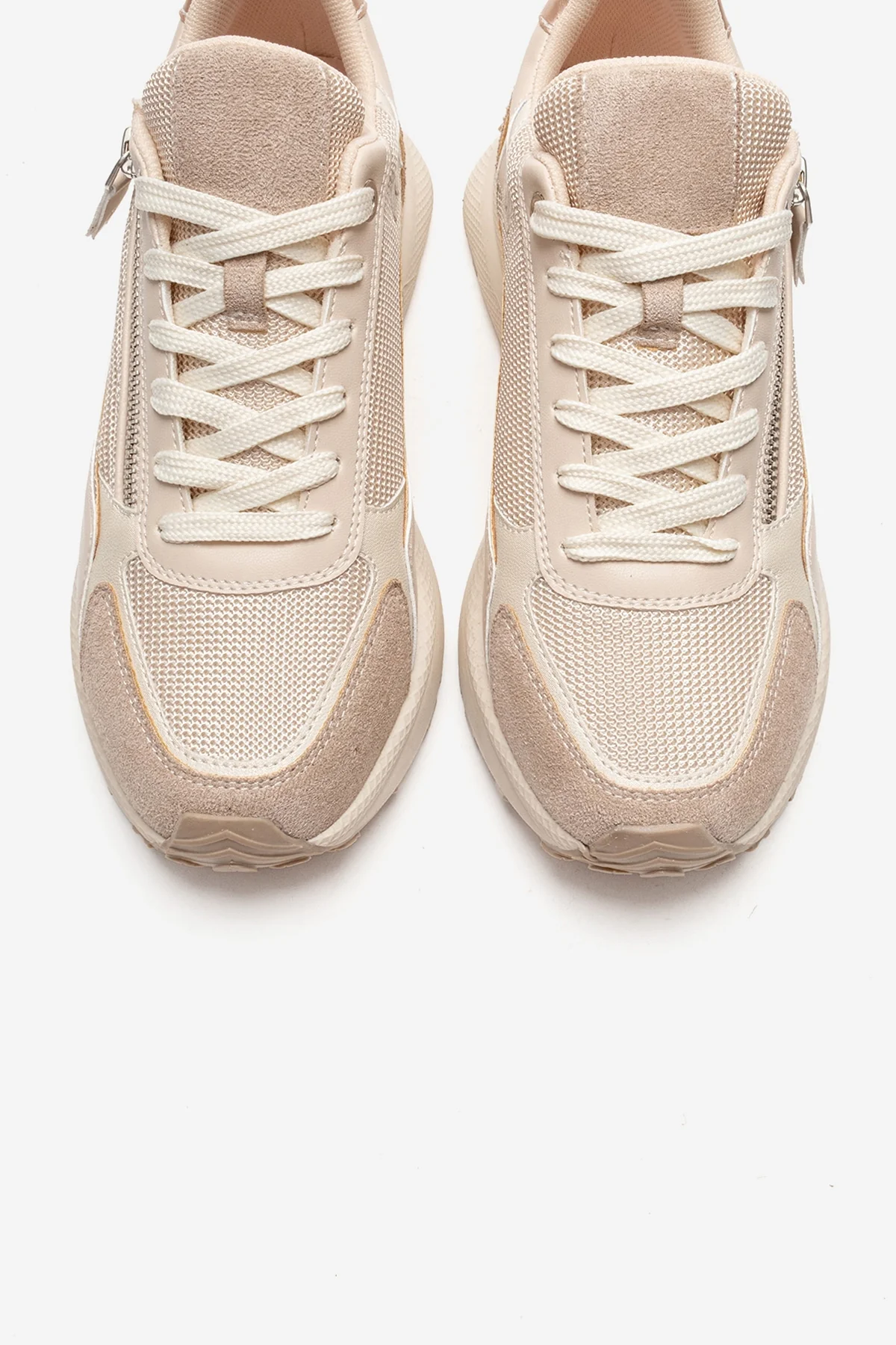 ROCCA - Beige Zip-Detail Genuine Leather Sneaker (Women) - Image 2