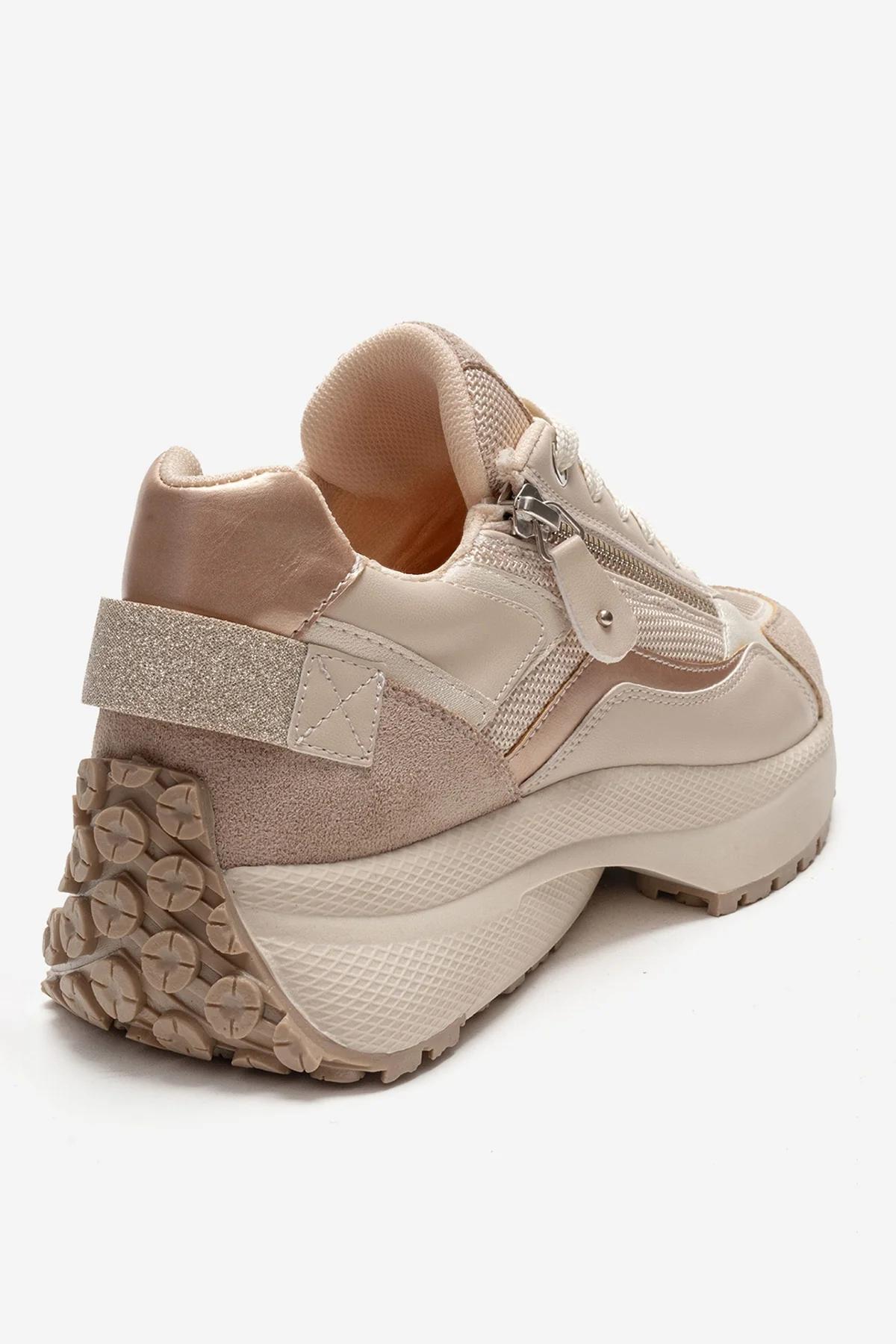 ROCCA - Beige Zip-Detail Genuine Leather Sneaker (Women) - Image 5