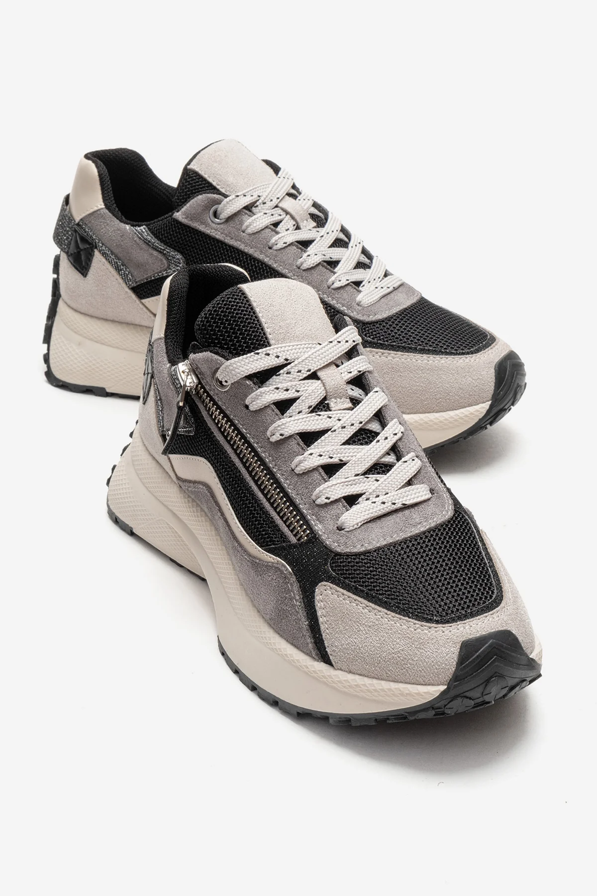 ROCCA - Black Zip-Detail Genuine Leather Sneaker (Women)