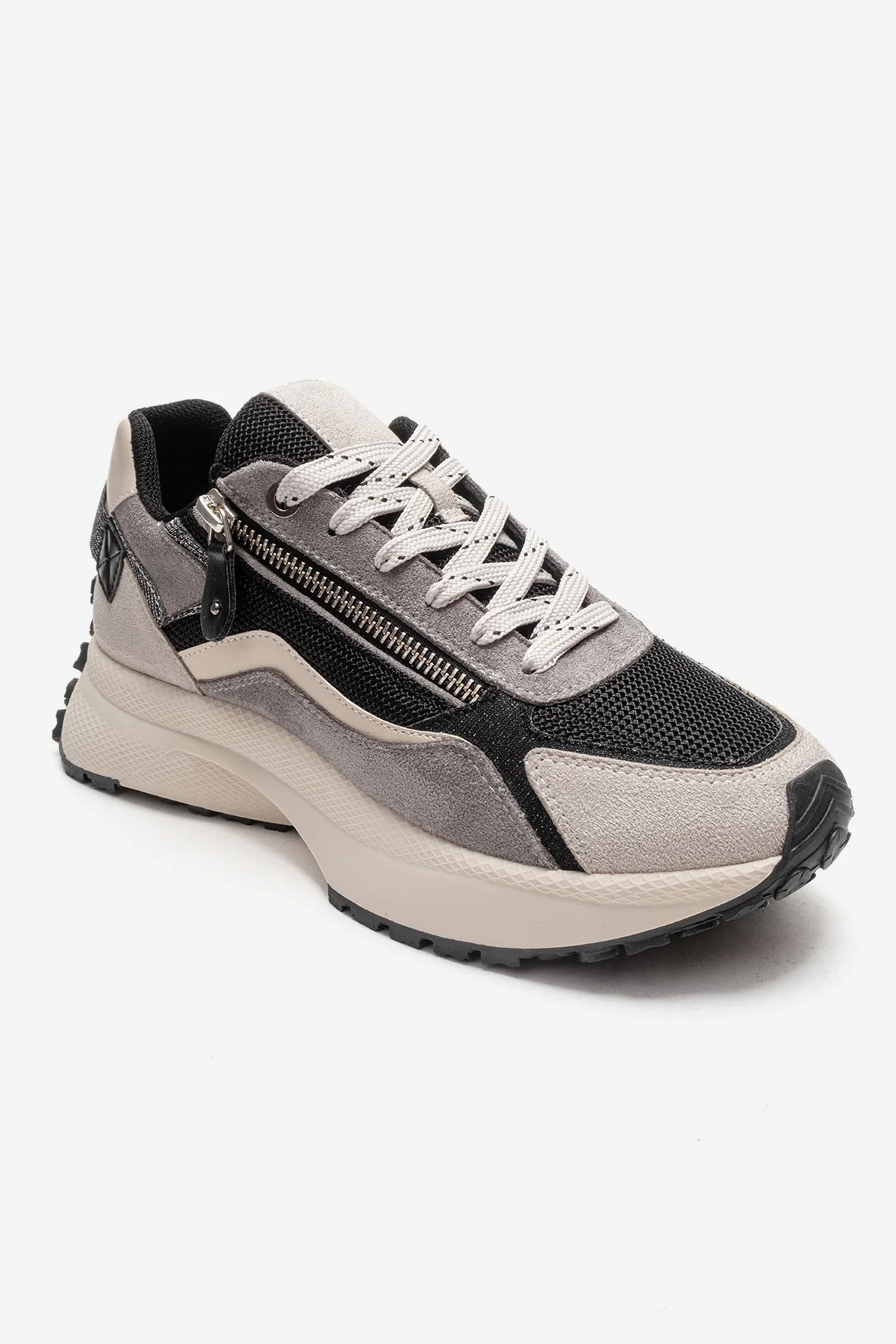 ROCCA - Black Zip-Detail Genuine Leather Sneaker (Women) - Image 3