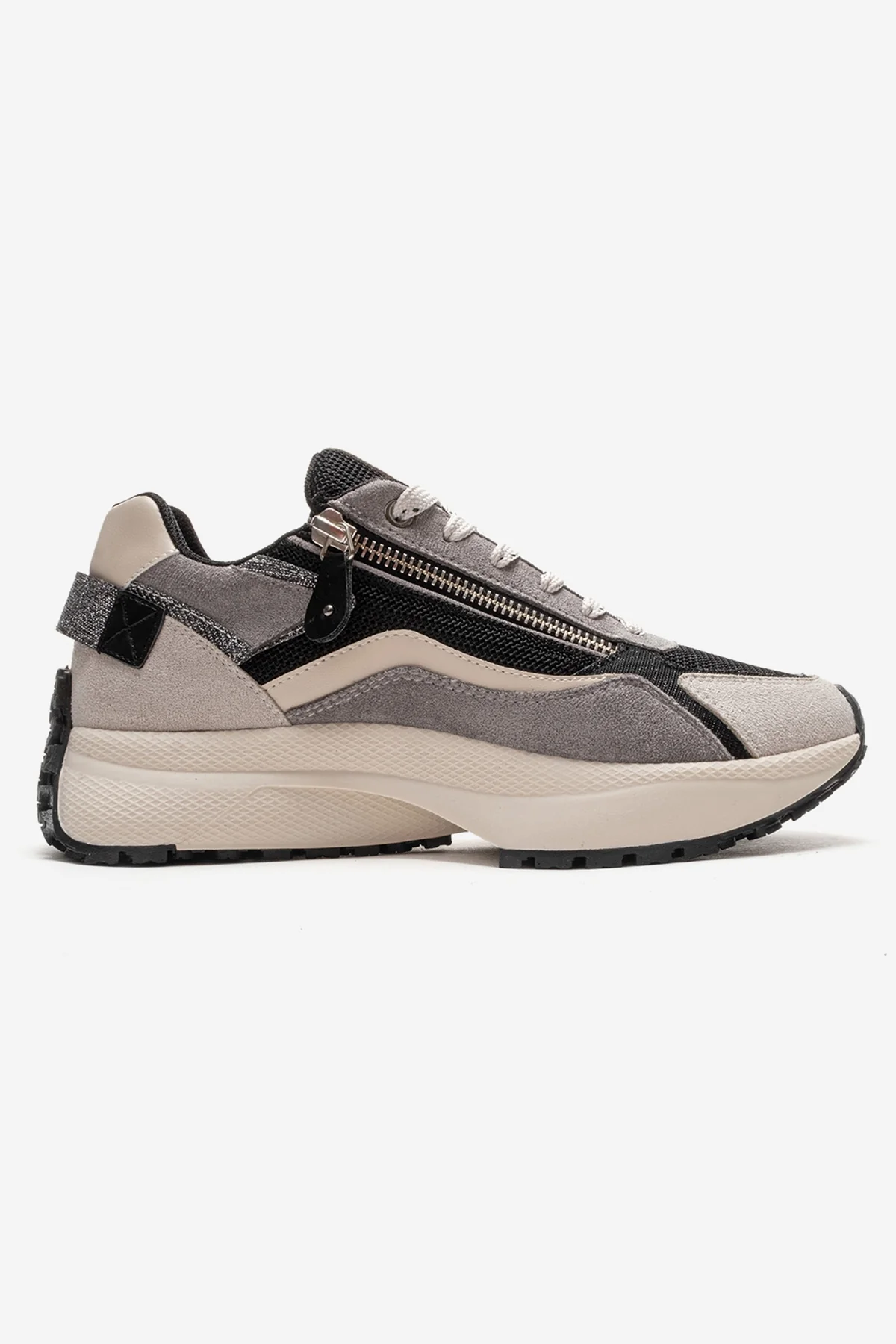 ROCCA - Black Zip-Detail Genuine Leather Sneaker (Women) - Image 4