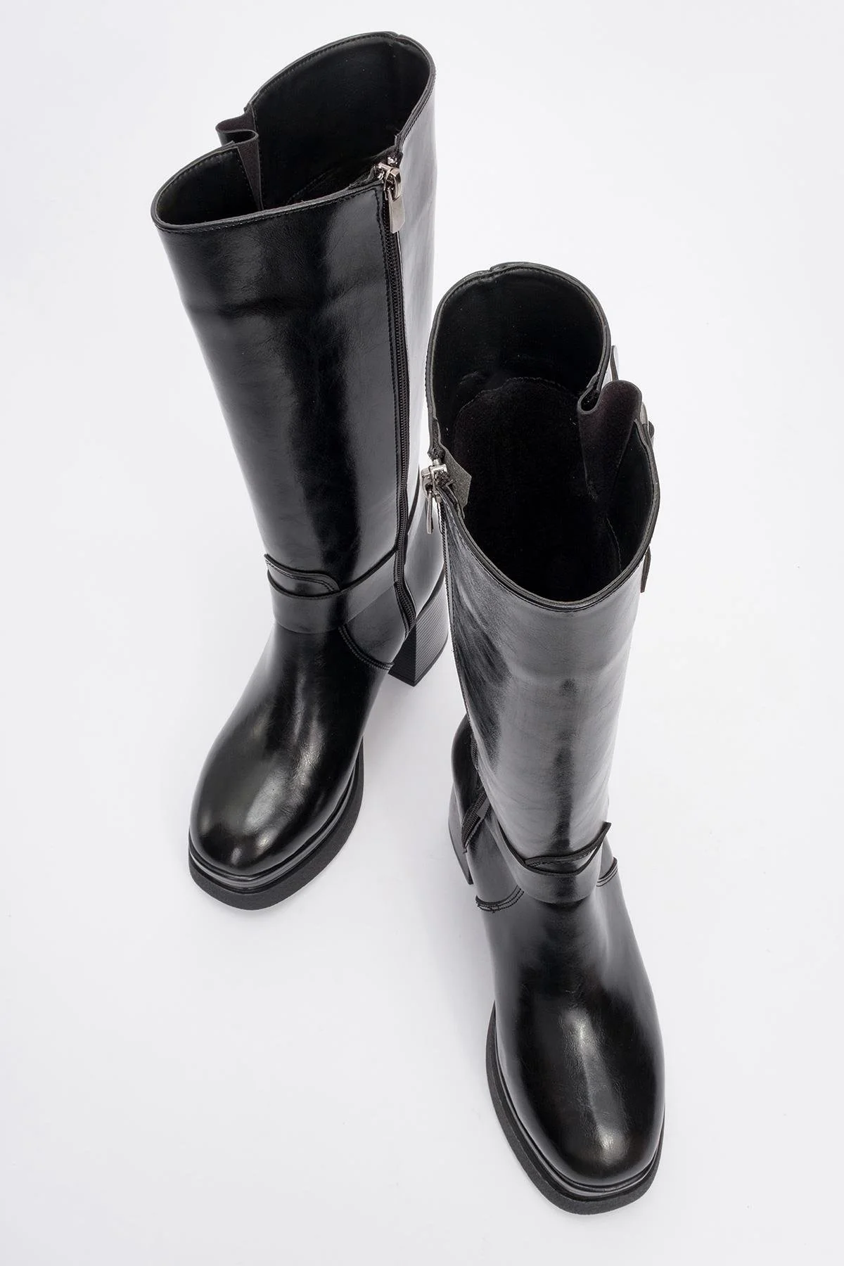 Rock - Black Buckle & Zip Platform Heel Boot (Women) - Image 2