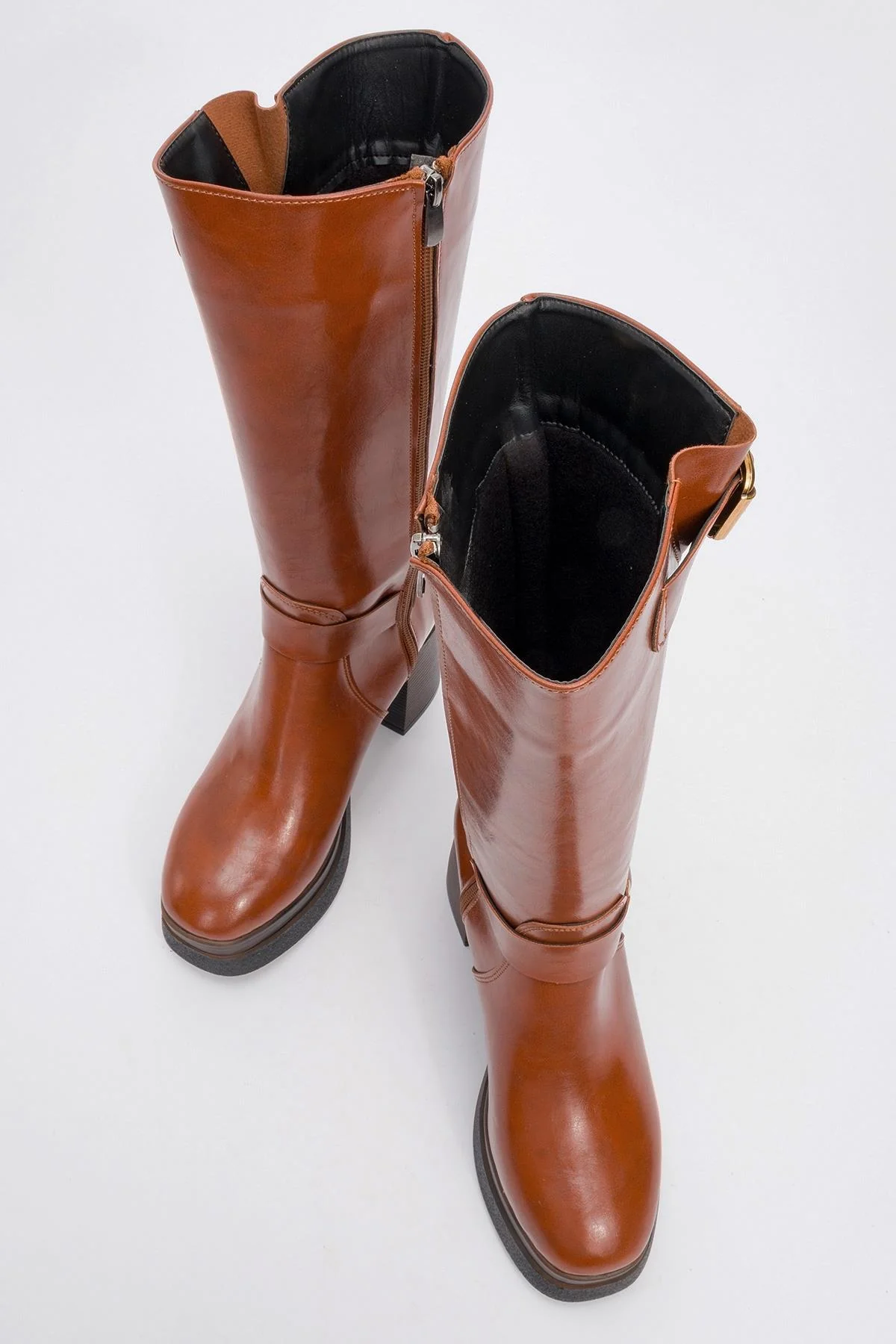 Rock - Cognac Buckle Zip Platform Heel Boot (Women) - Image 2