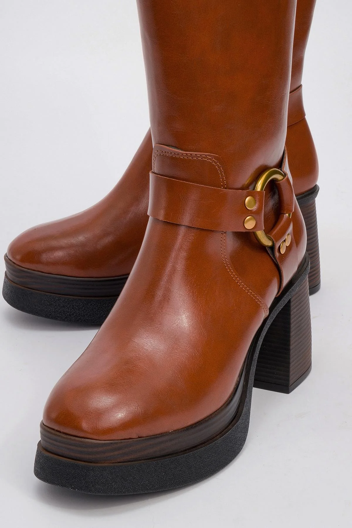 Rock - Cognac Buckle Zip Platform Heel Boot (Women) - Image 3