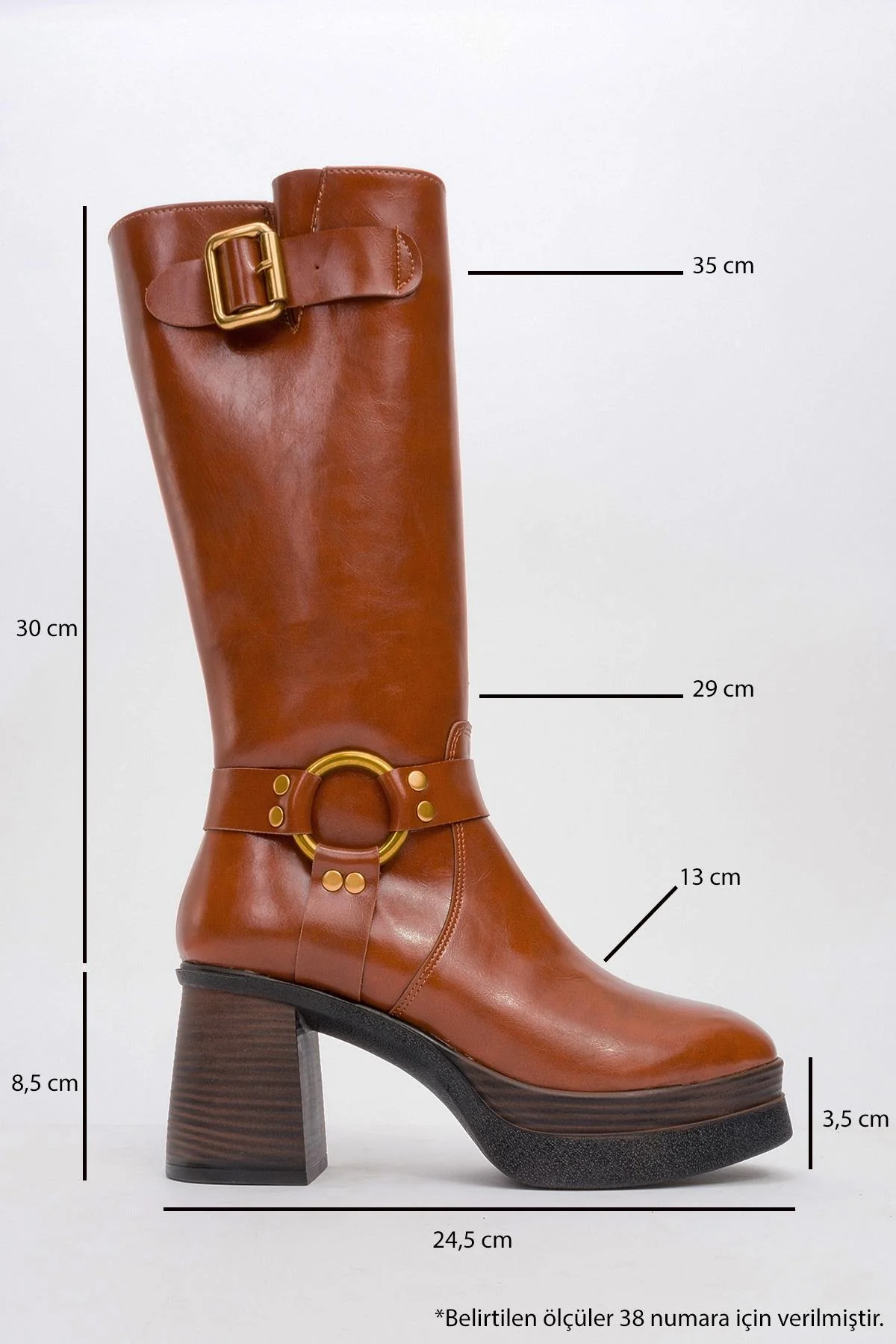 Rock - Cognac Buckle Zip Platform Heel Boot (Women) - Image 4