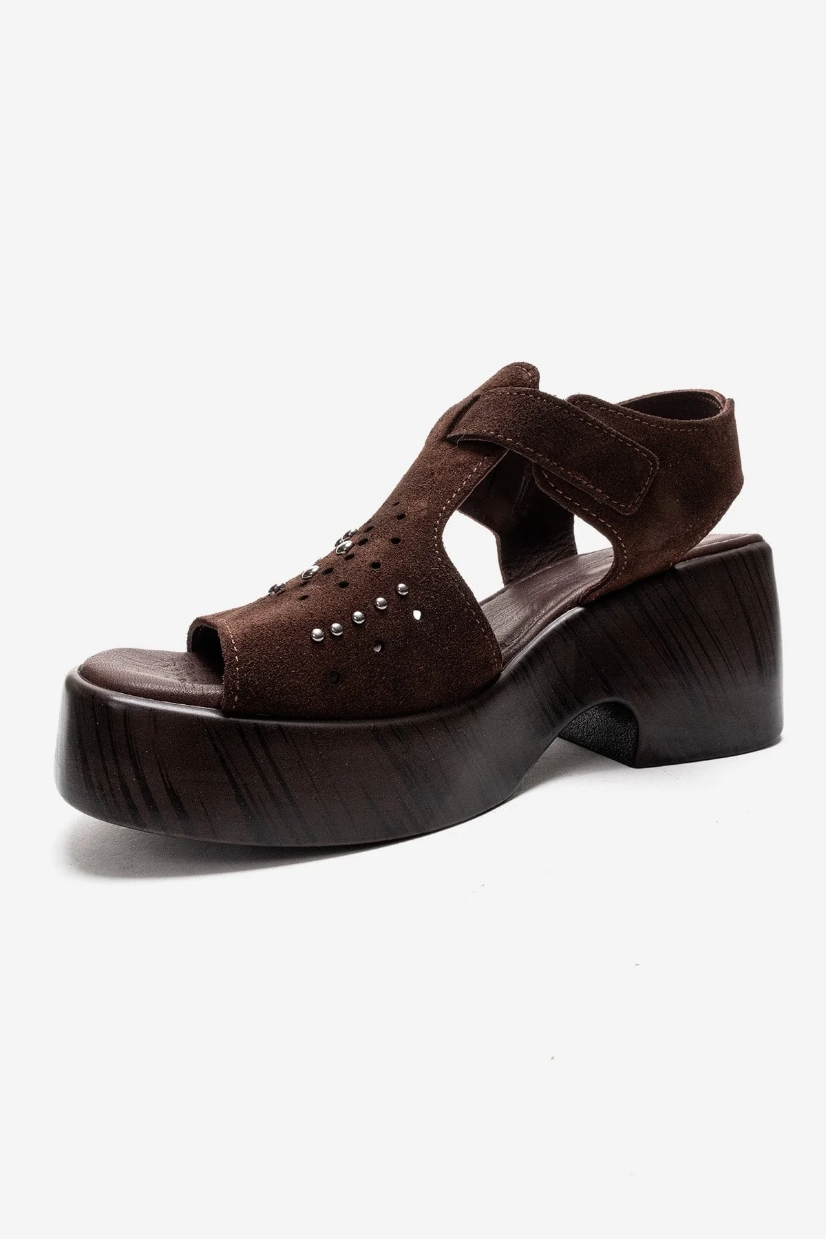 Romina - Brown Genuine Suede Leather Platform Heel Sandal (Women) - Image 6