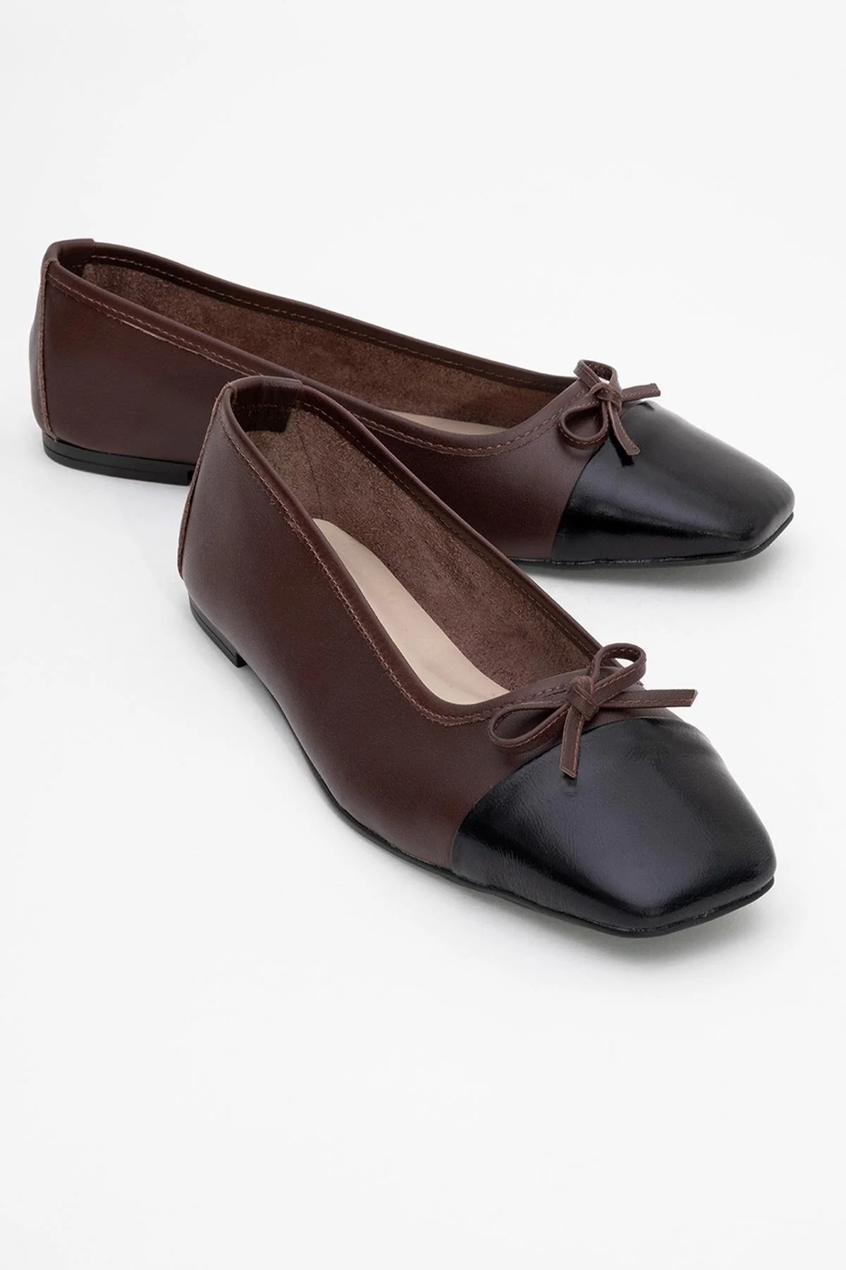 Romy - Brown-Black Genuine Leather Ballet Flat (Women)