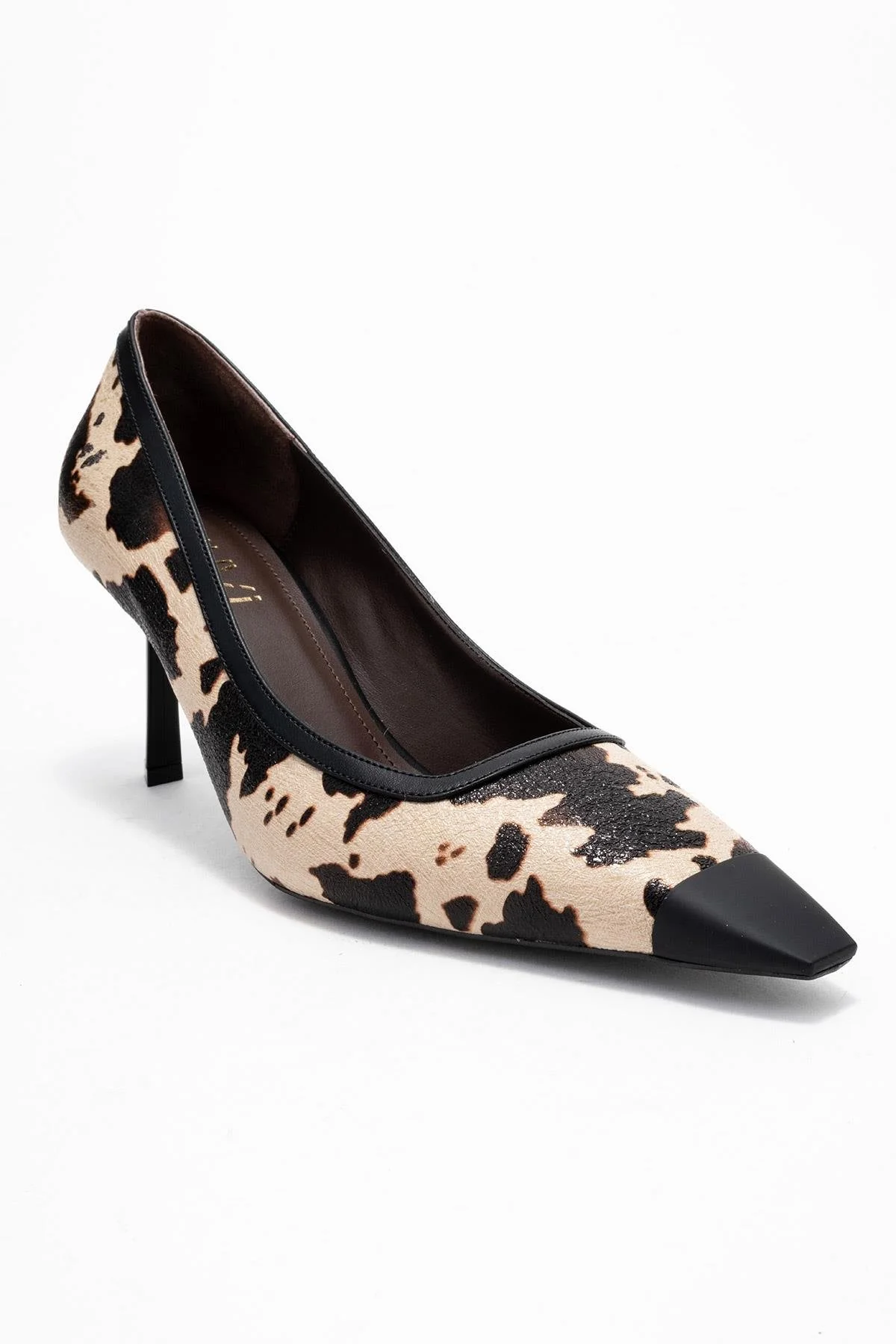 Rona - Black Beige Pattern Pointed Toe Pump (Women) - Image 3
