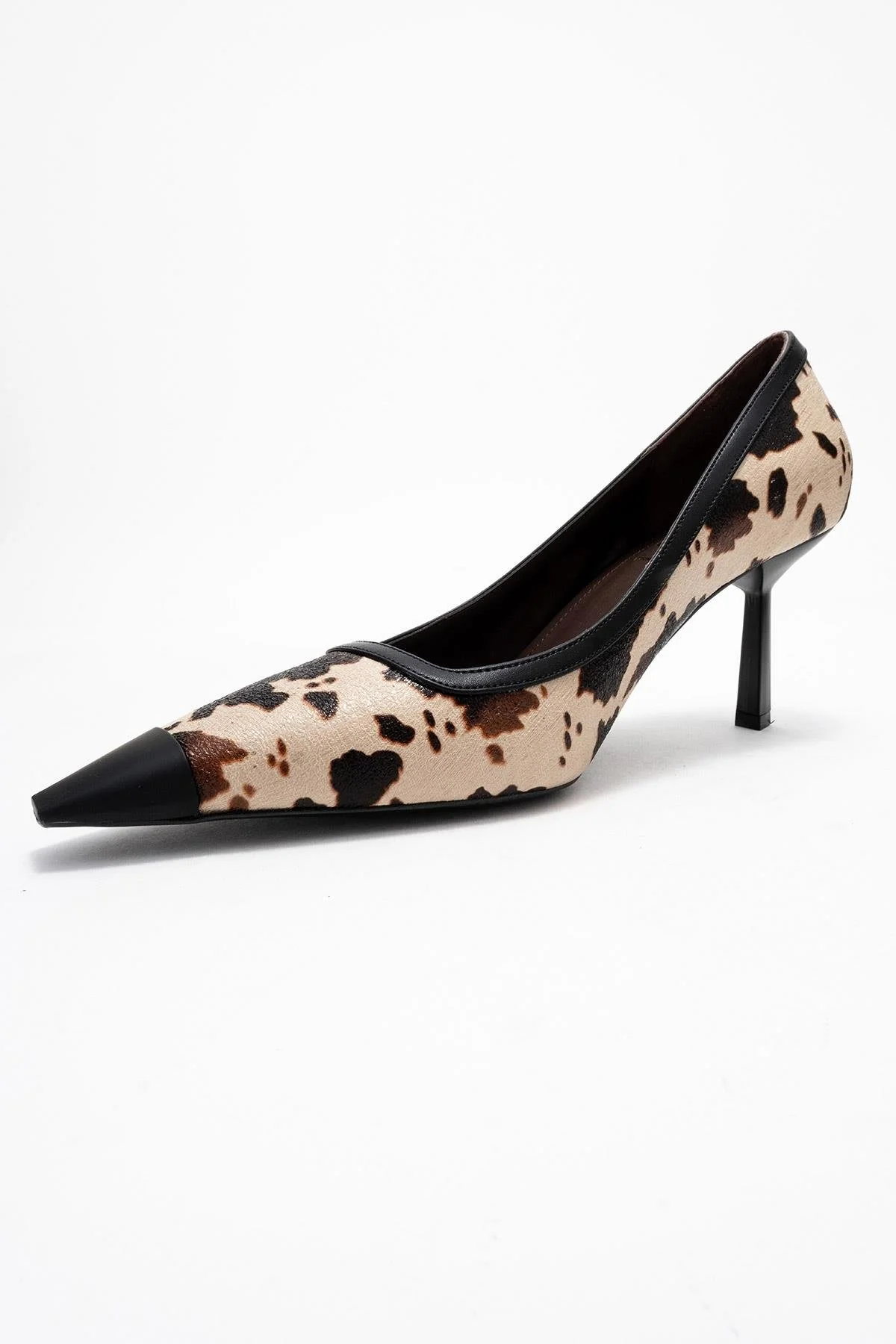 Rona - Black Beige Pattern Pointed Toe Pump (Women) - Image 4