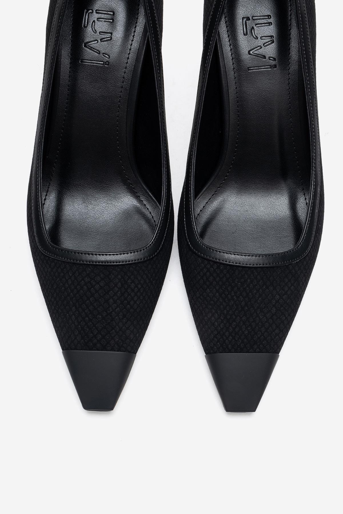 RONA - Black Patterned Pointed Stiletto Pump (Women) - Image 2